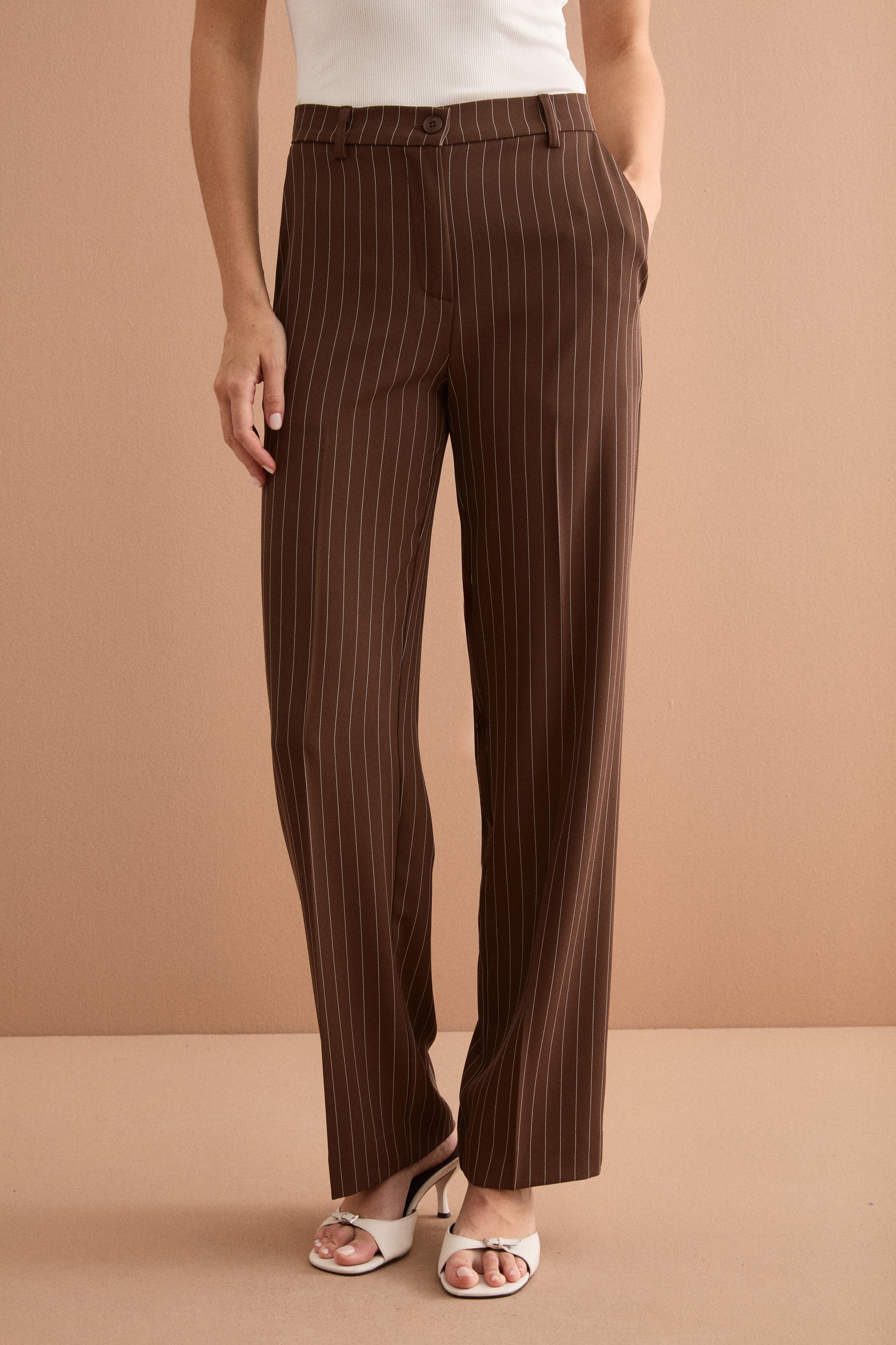 Pantalone Gessato a Palazzo in Cady - MARRONE GESSATO