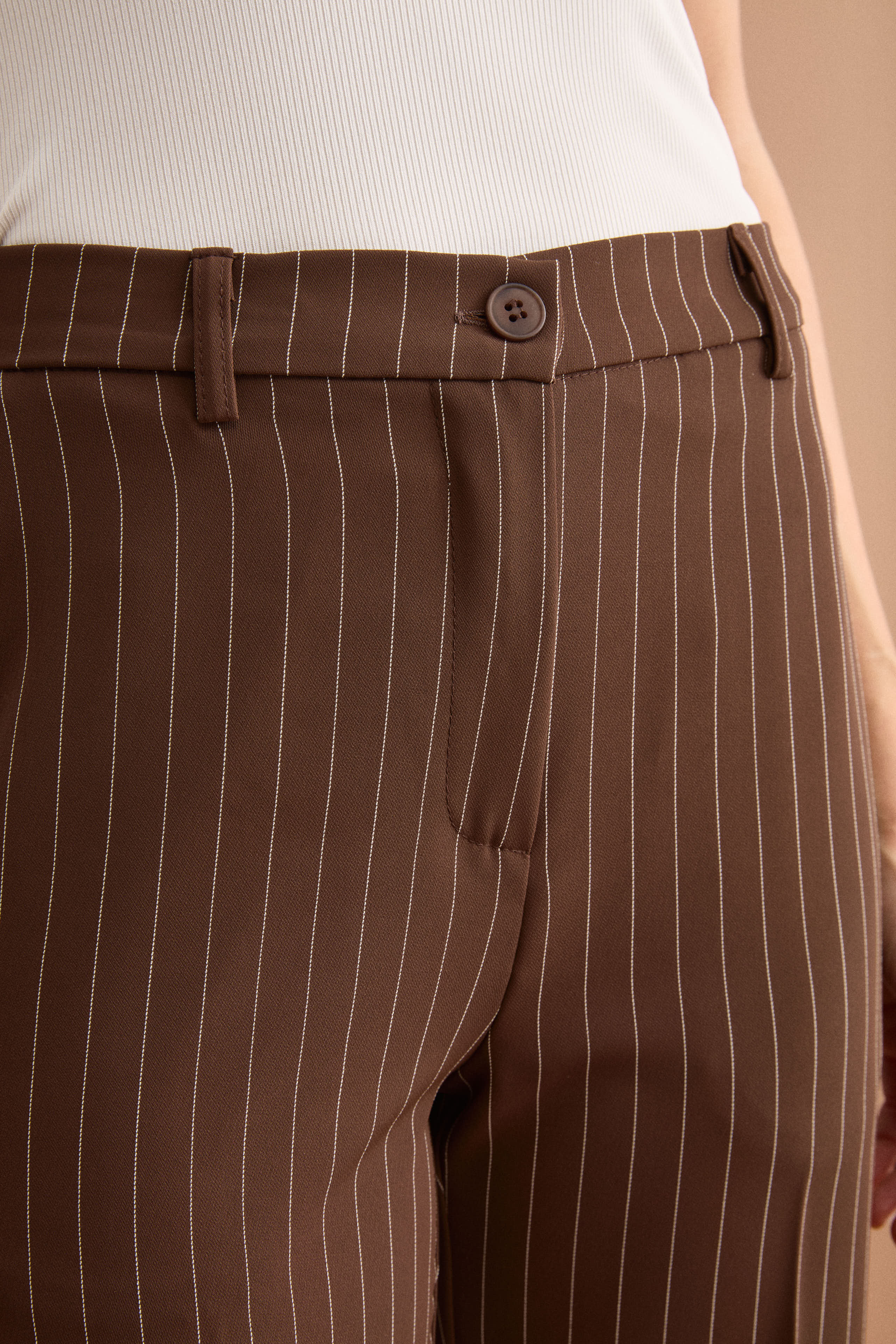 Pantalone Gessato a Palazzo in Cady - MARRONE GESSATO