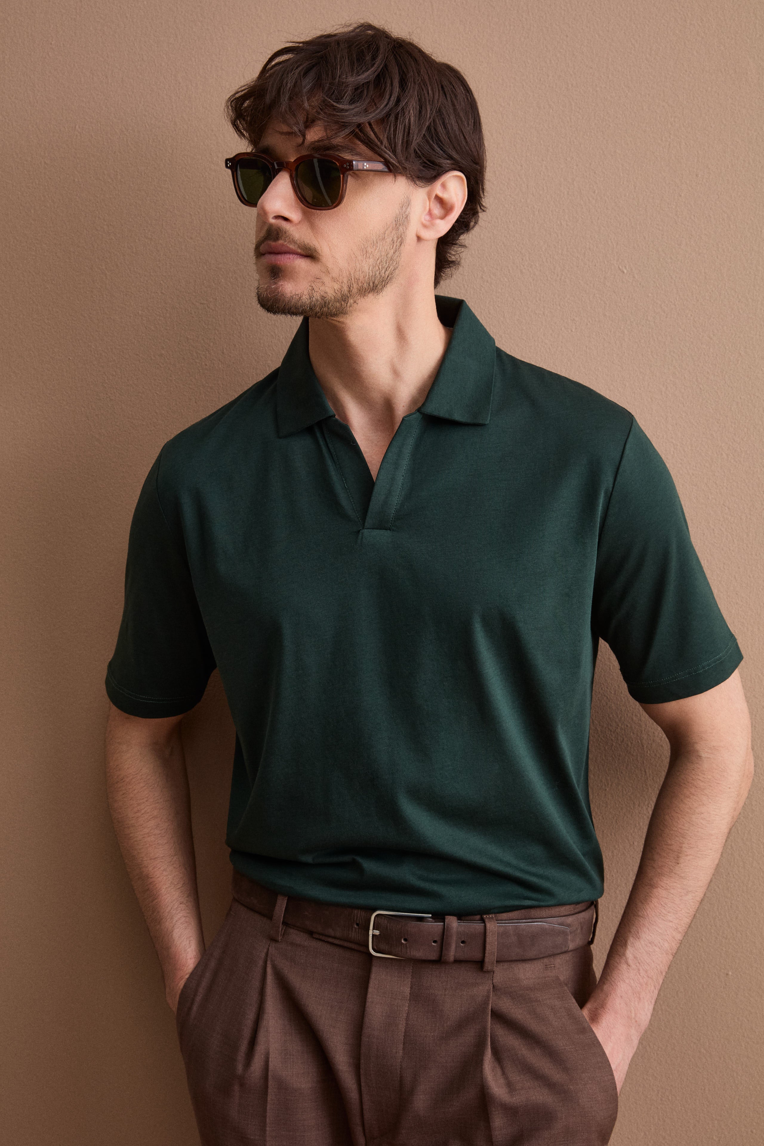 Polo Derby Uomo in Jersey - VERDE SCURO