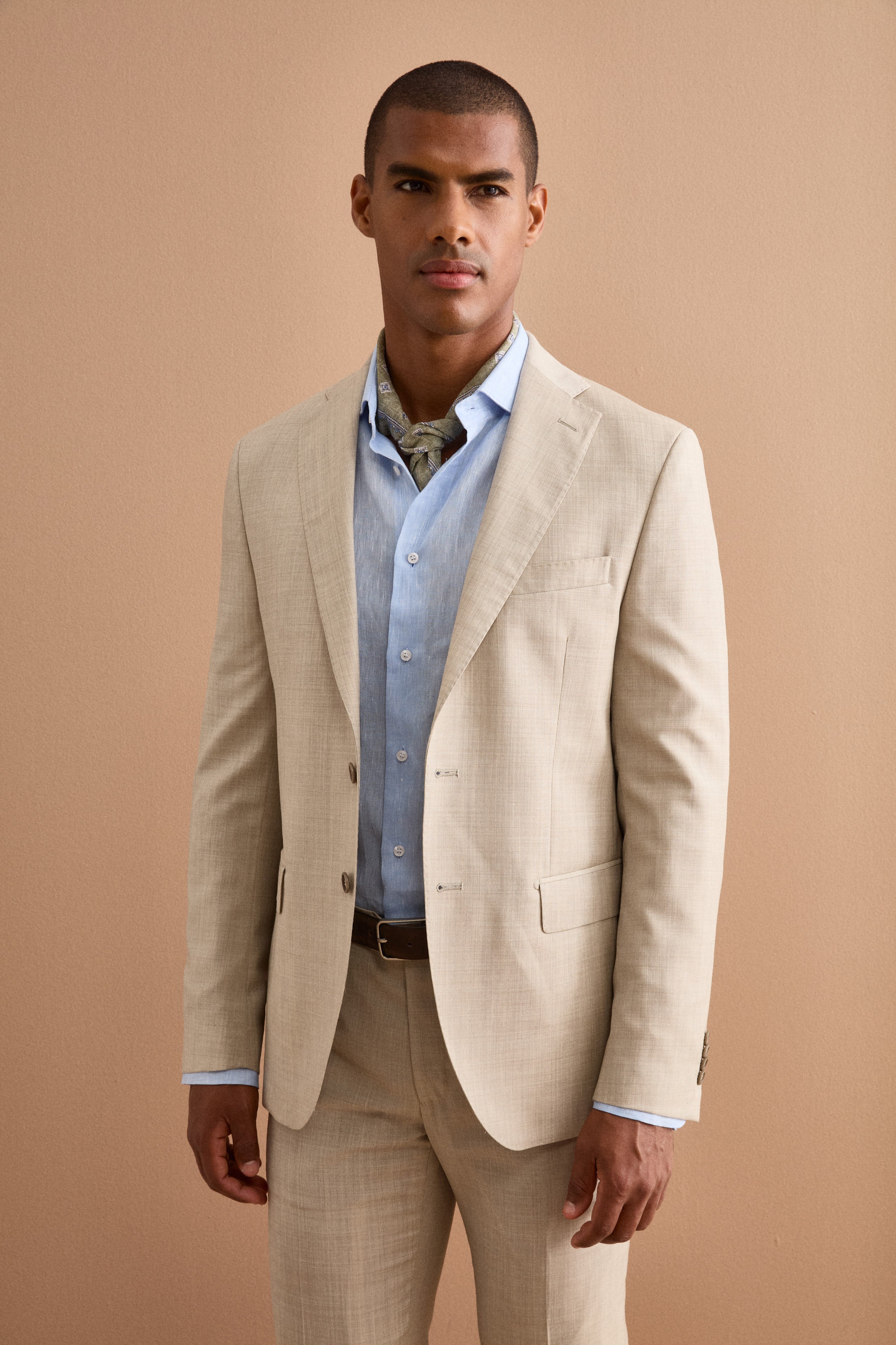 Abito Monopetto Beige in Lana Regular Fit - BEIGE