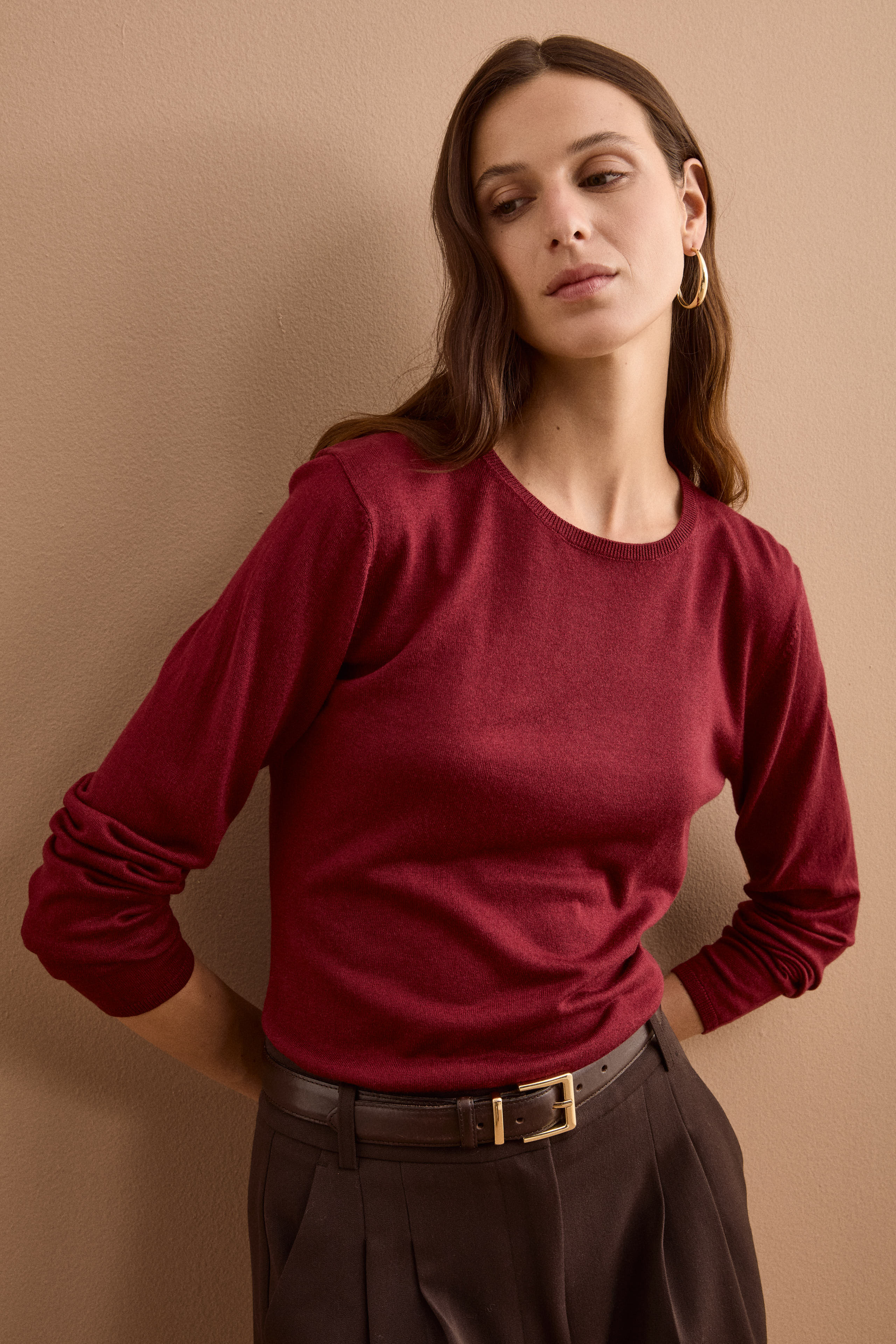 Maglia Girocollo in Seta e Cashmere - BORDEAUX