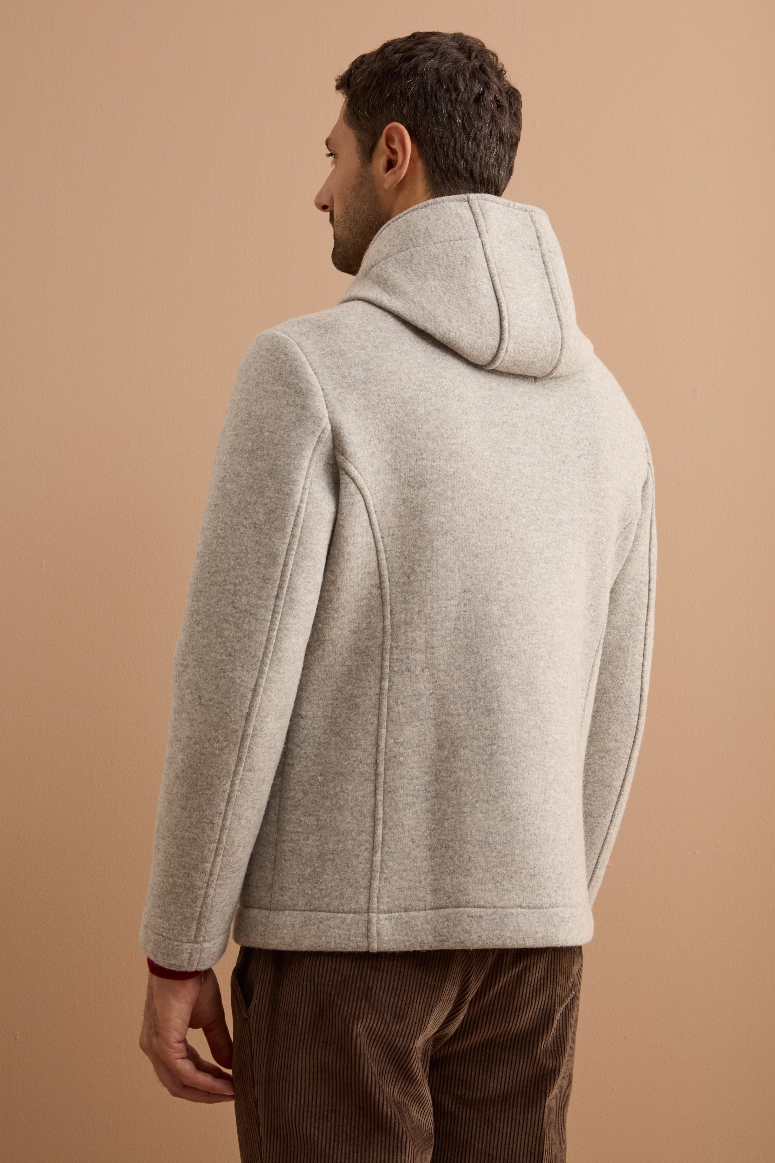 Giubbotto in Lana con Cappuccio e Zip - GRIGIO MEDIO