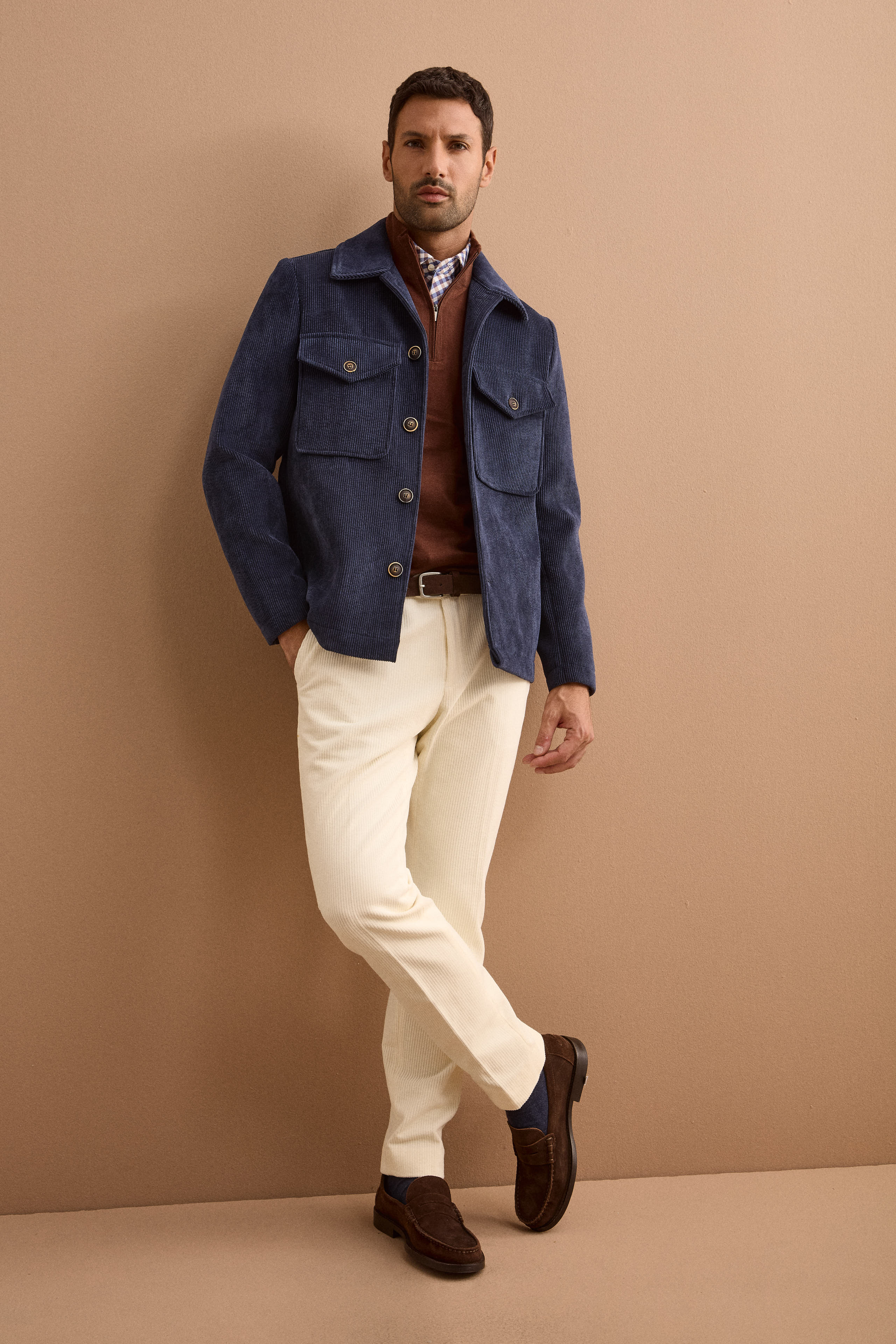 GIiubbotto Overshirt in Velluto a Coste - BLU