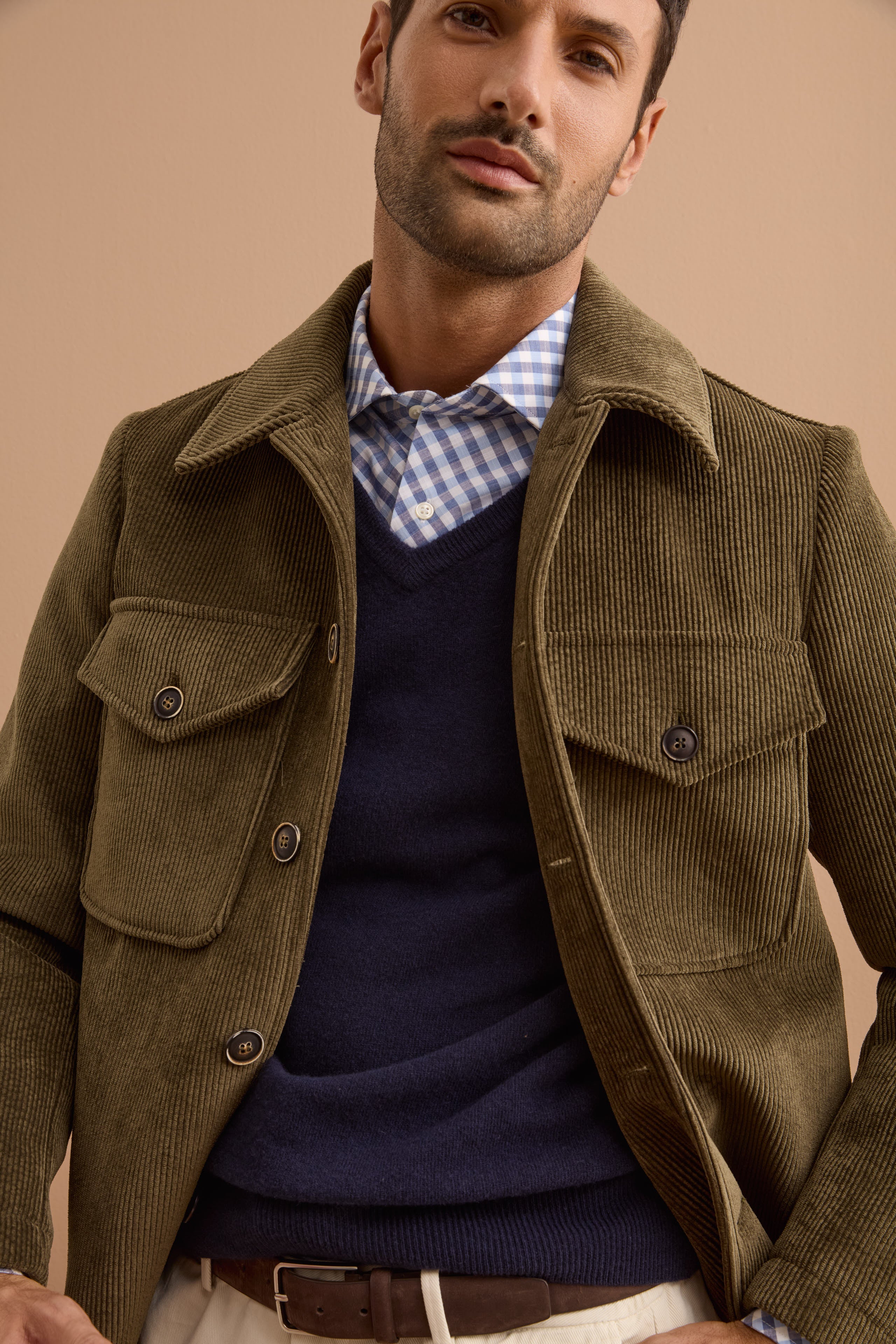 Giubbotto Overshirt in Velluto a Coste - VERDE