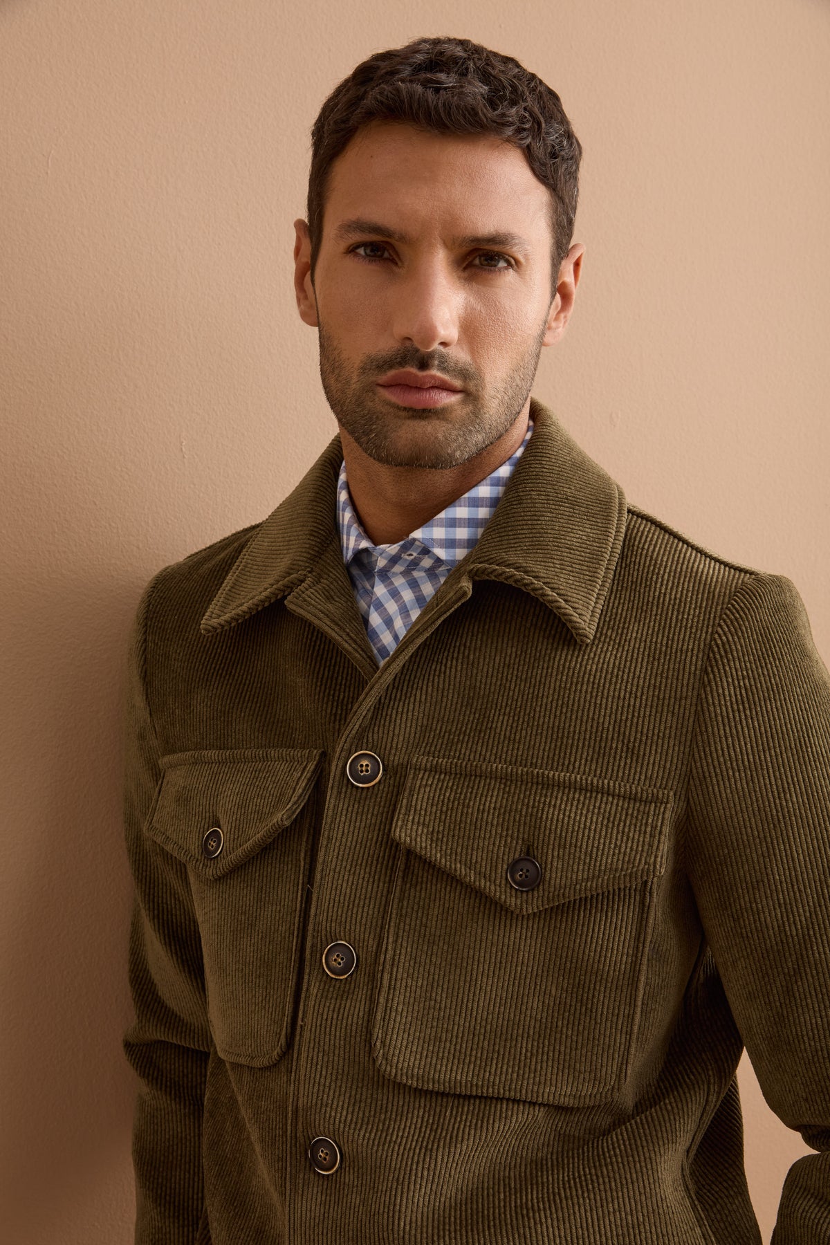 Giubbotto Overshirt in Velluto a Coste - VERDE
