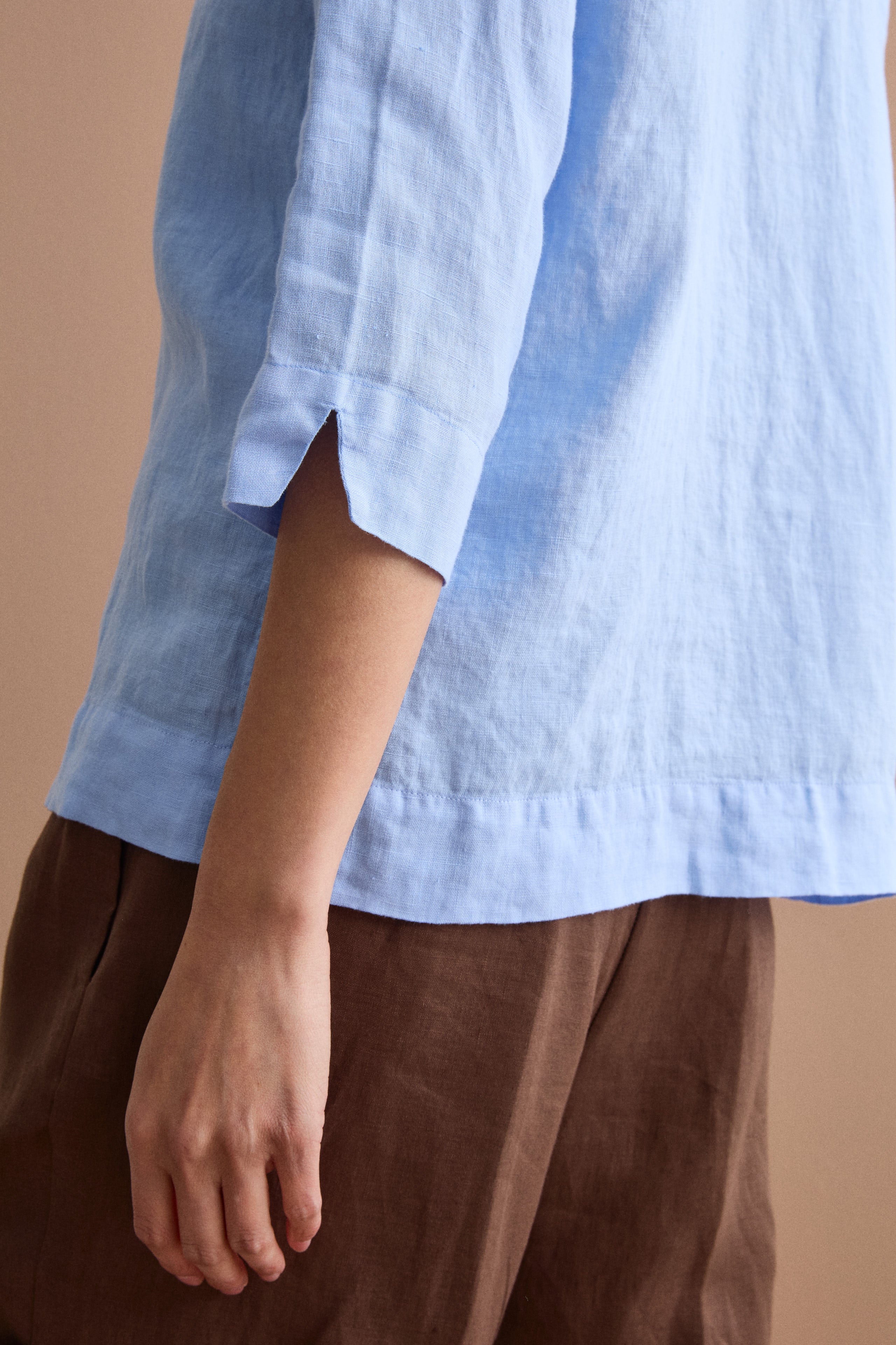 Camicia Boxy Morbida in Lino - AZZURRO