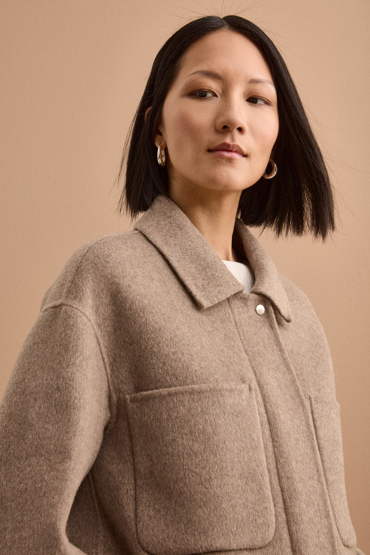 Giubbotto Overshirt Double in Misto Lana e Cashmere - TORTORA