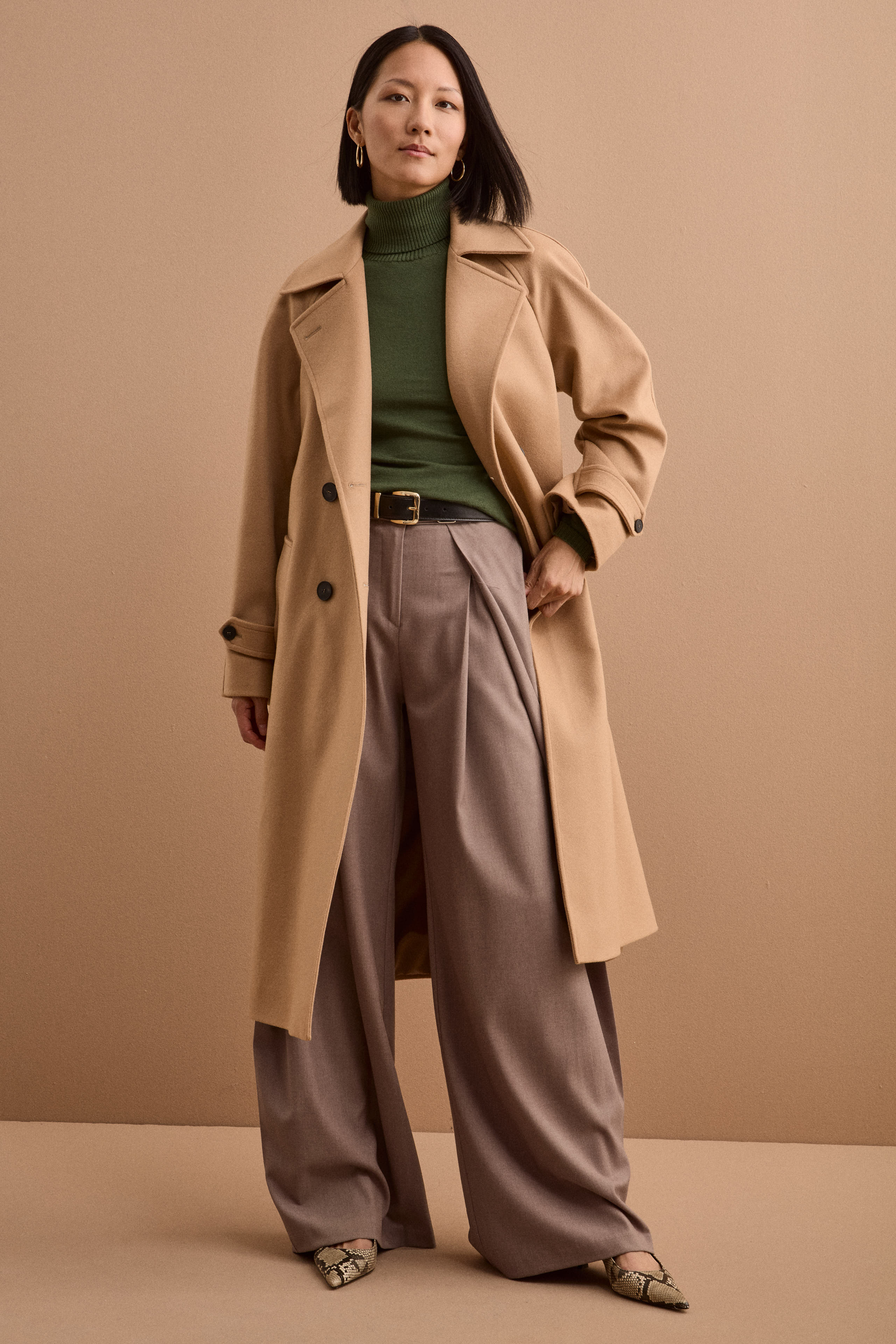 Cappotto Doppiopetto Foderato in Lana e Cashmere - CAMMELLO