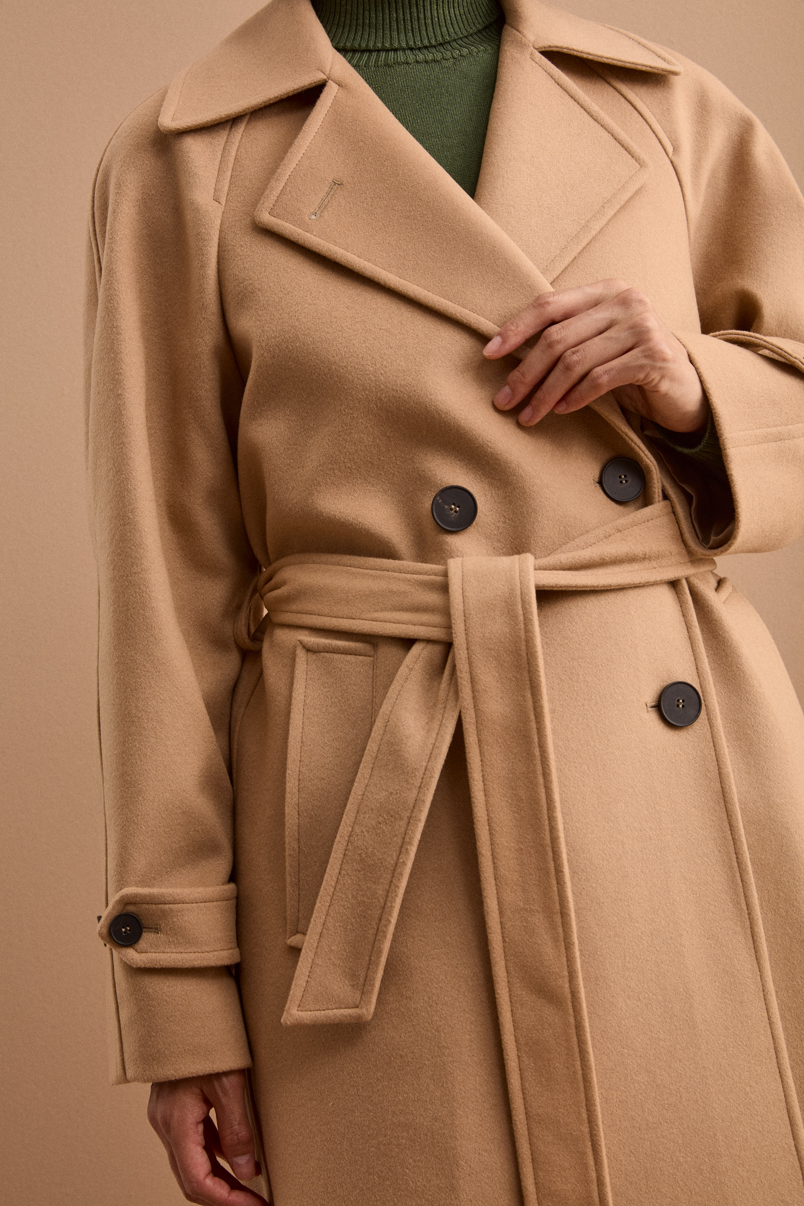 Cappotto Doppiopetto Foderato in Lana e Cashmere - CAMMELLO