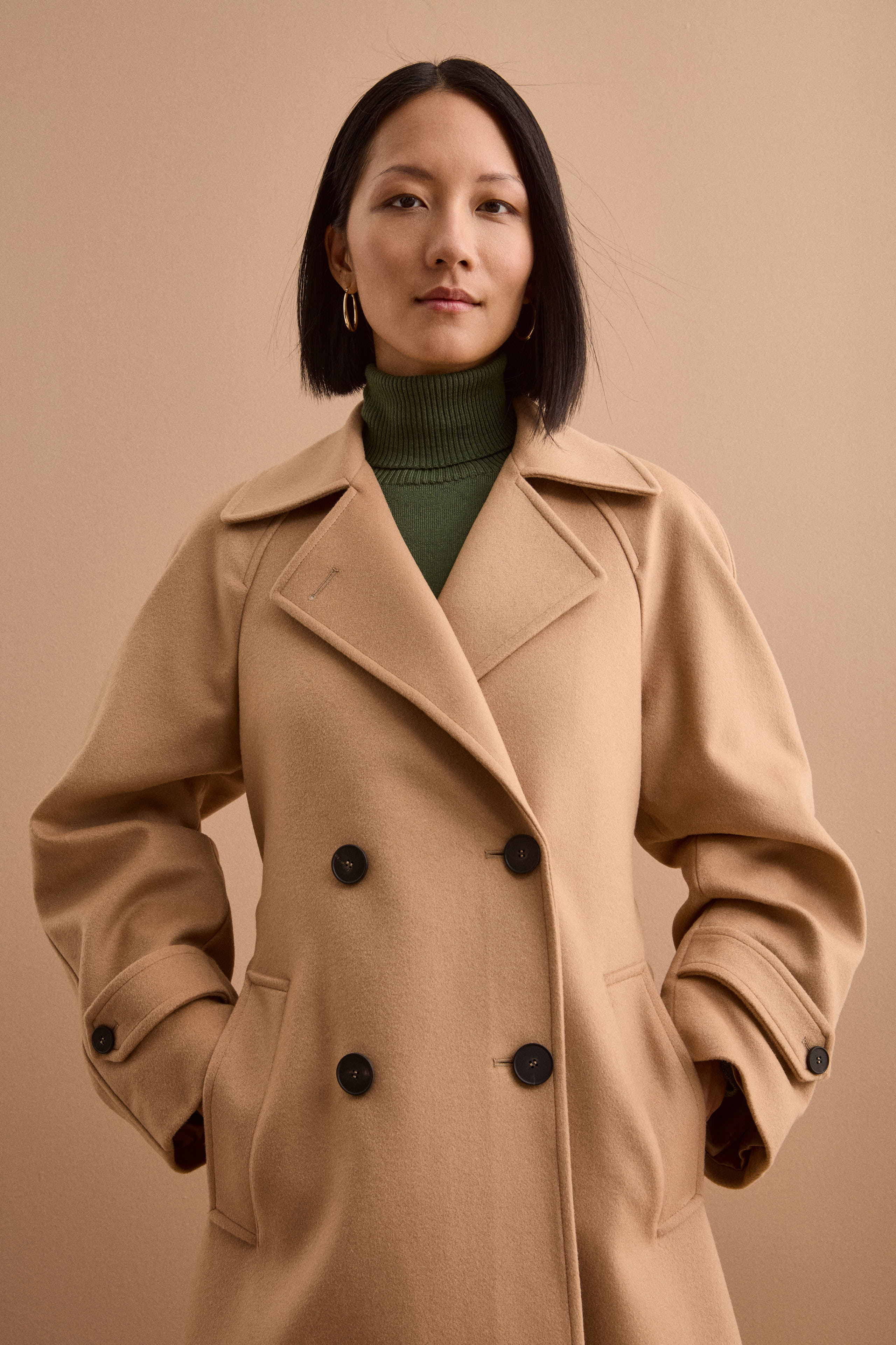Cappotto Doppiopetto Foderato in Lana e Cashmere - CAMMELLO