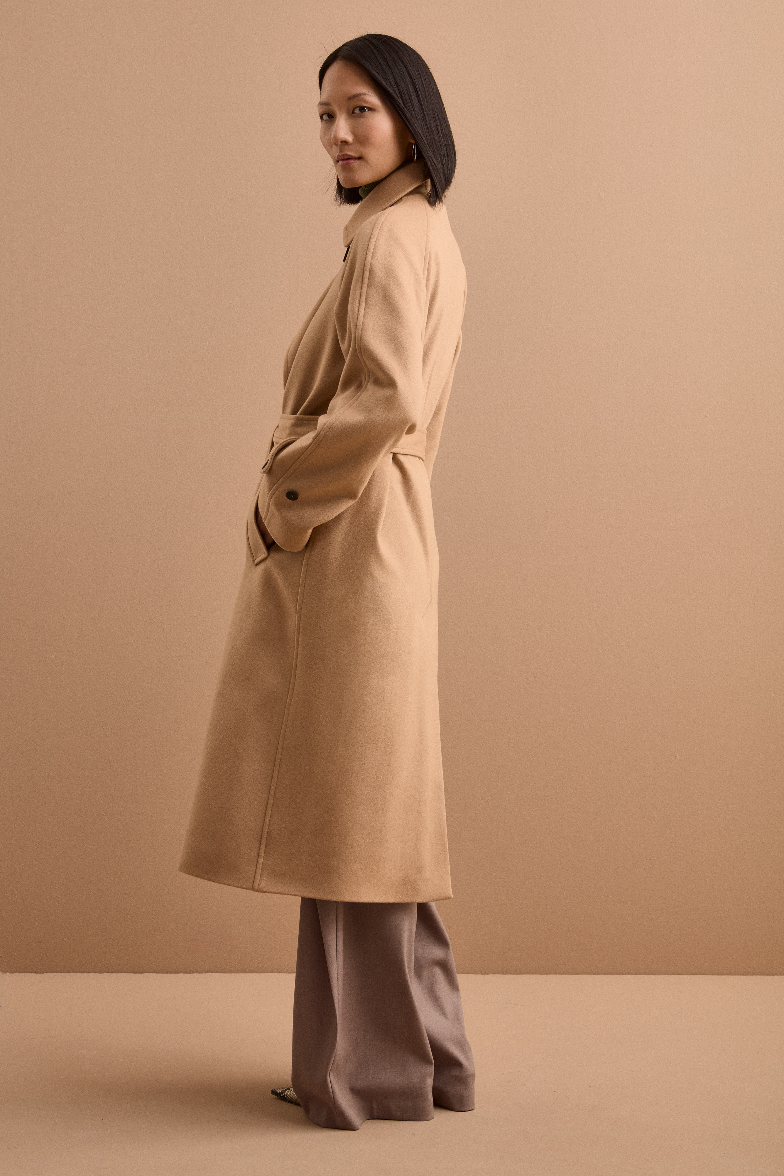 Cappotto Doppiopetto Foderato in Lana e Cashmere - CAMMELLO