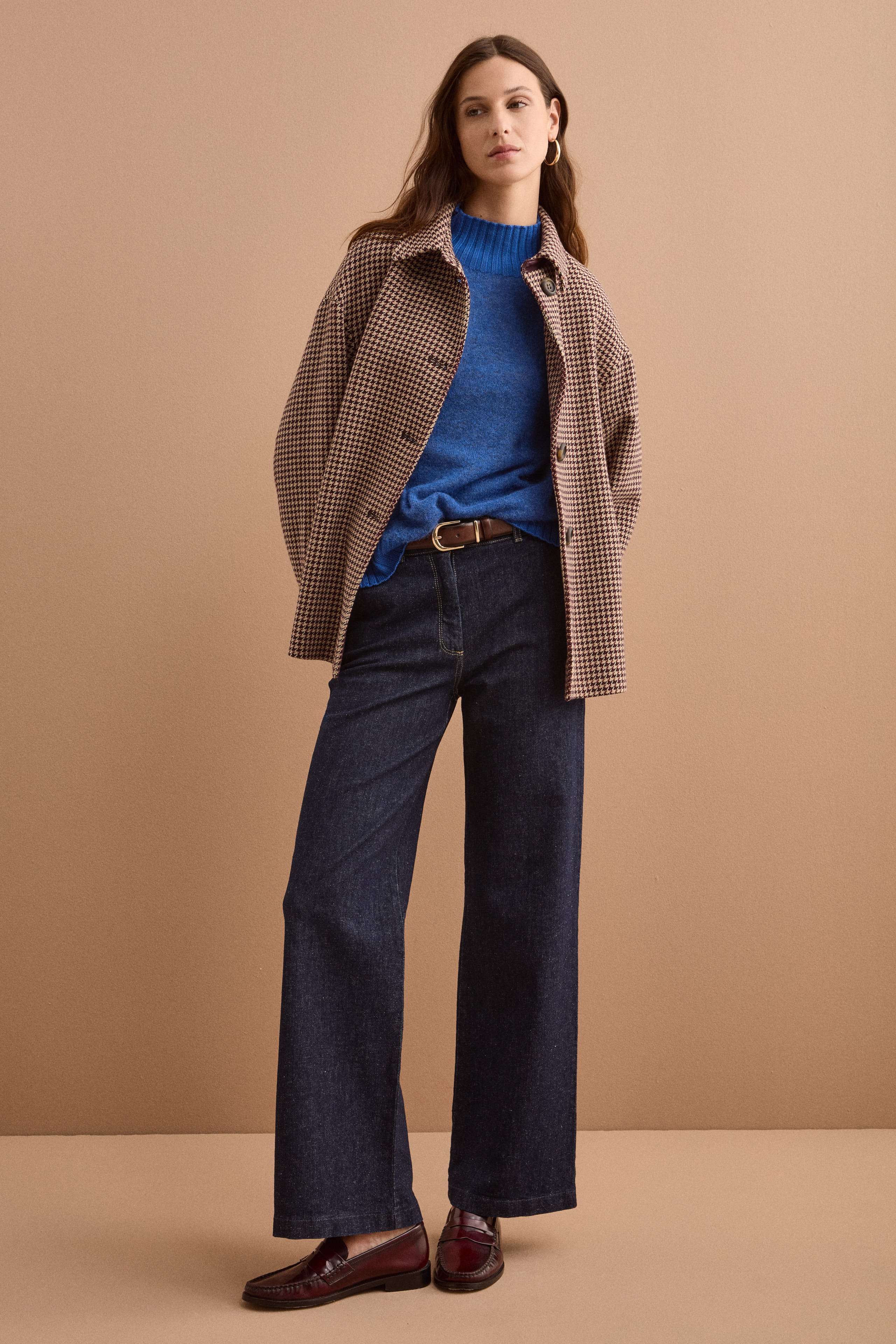 Overshirt in Misto Cotone con Cintura - P/POULE MARRONE