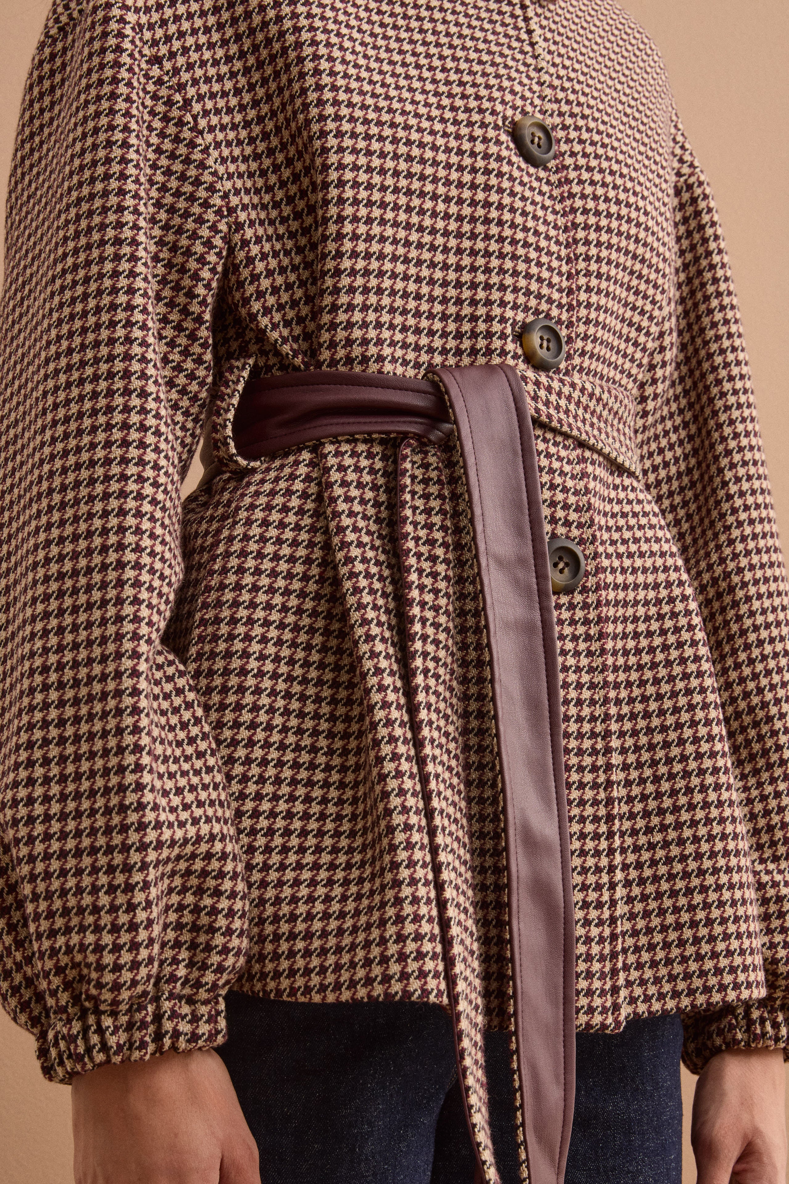 Overshirt in Misto Cotone con Cintura - P/POULE MARRONE