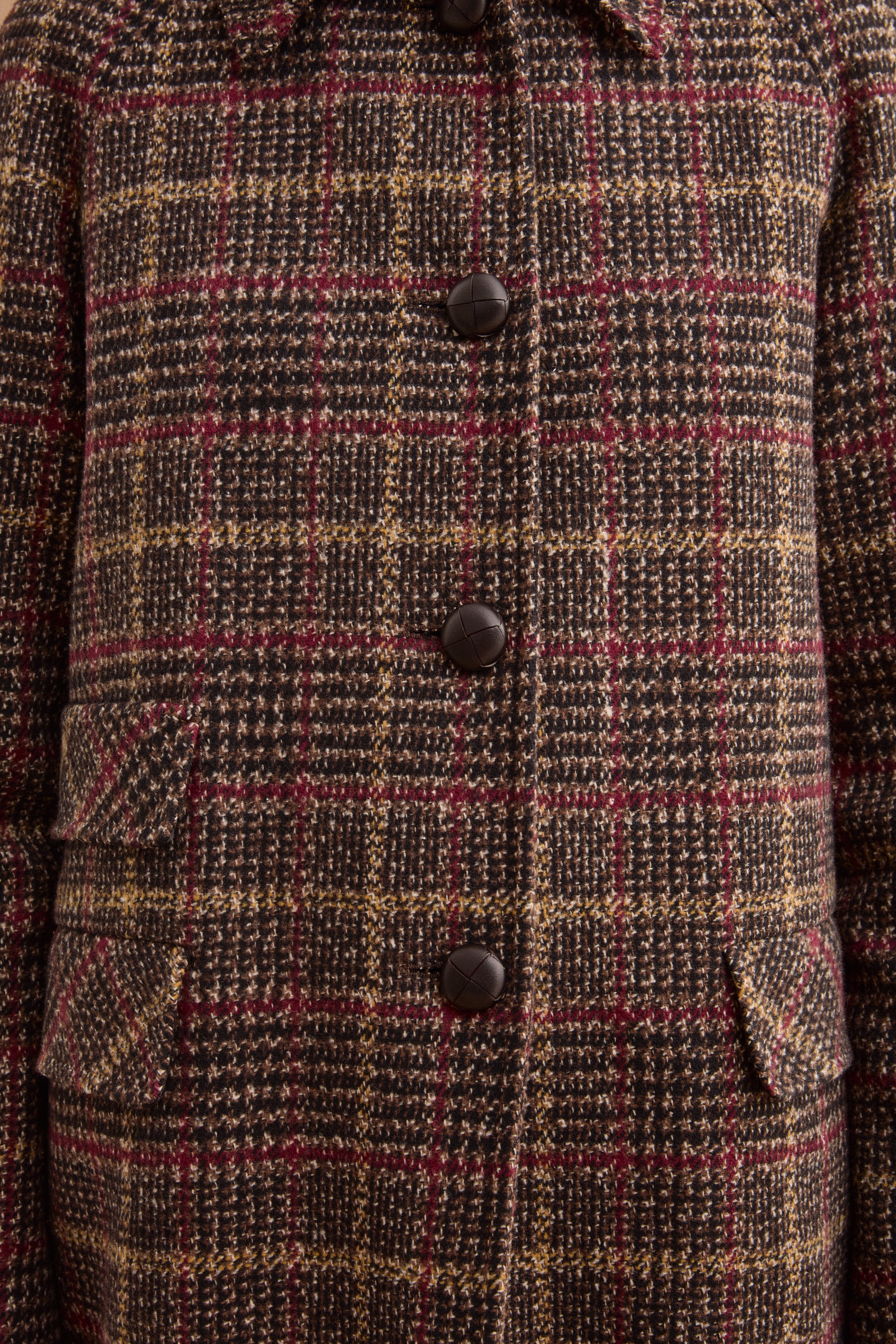 Cappotto Check Monopetto in Misto Cotone - MARRONE QUADRI