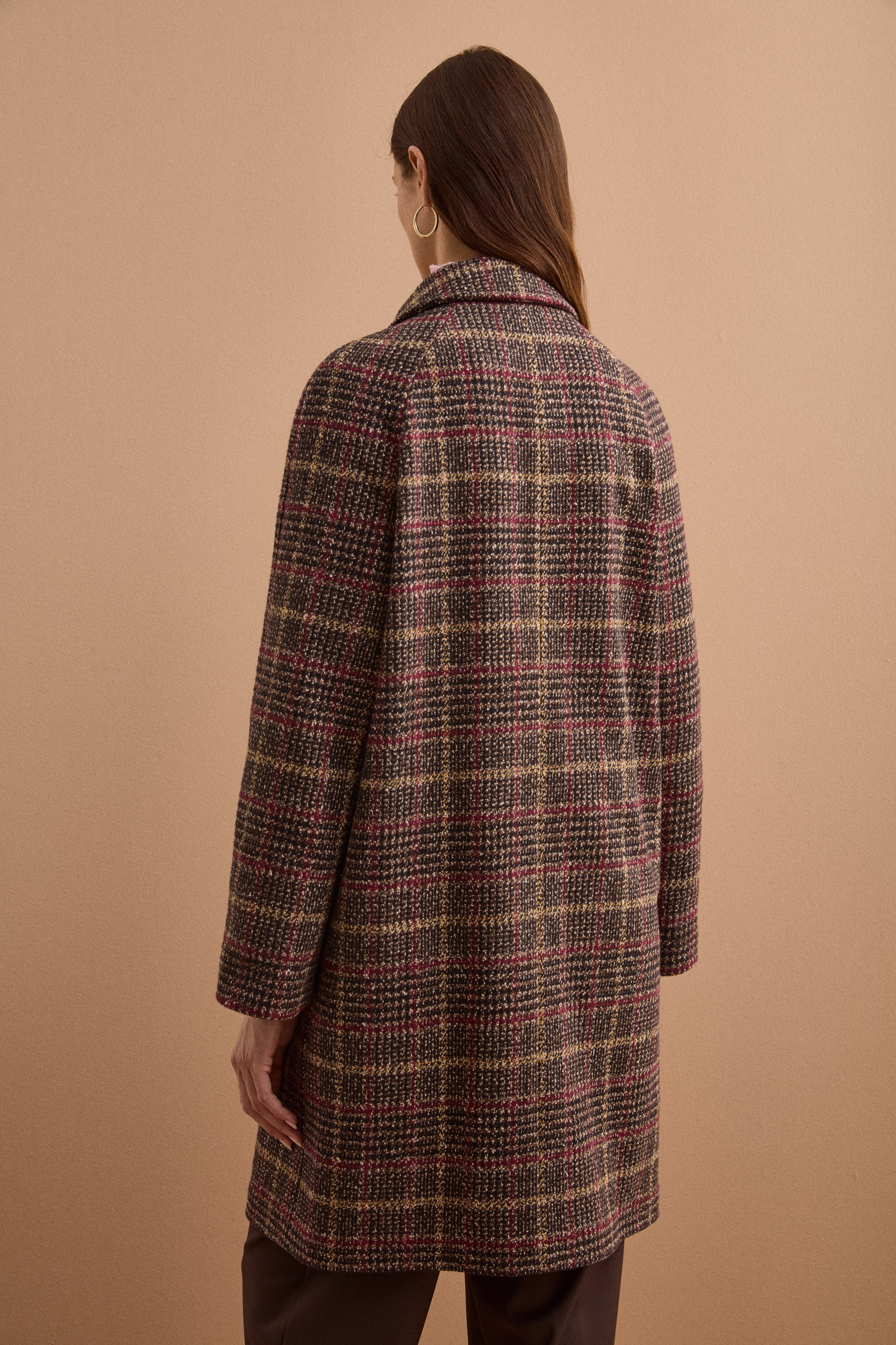 Cappotto Check Monopetto in Misto Cotone - MARRONE QUADRI