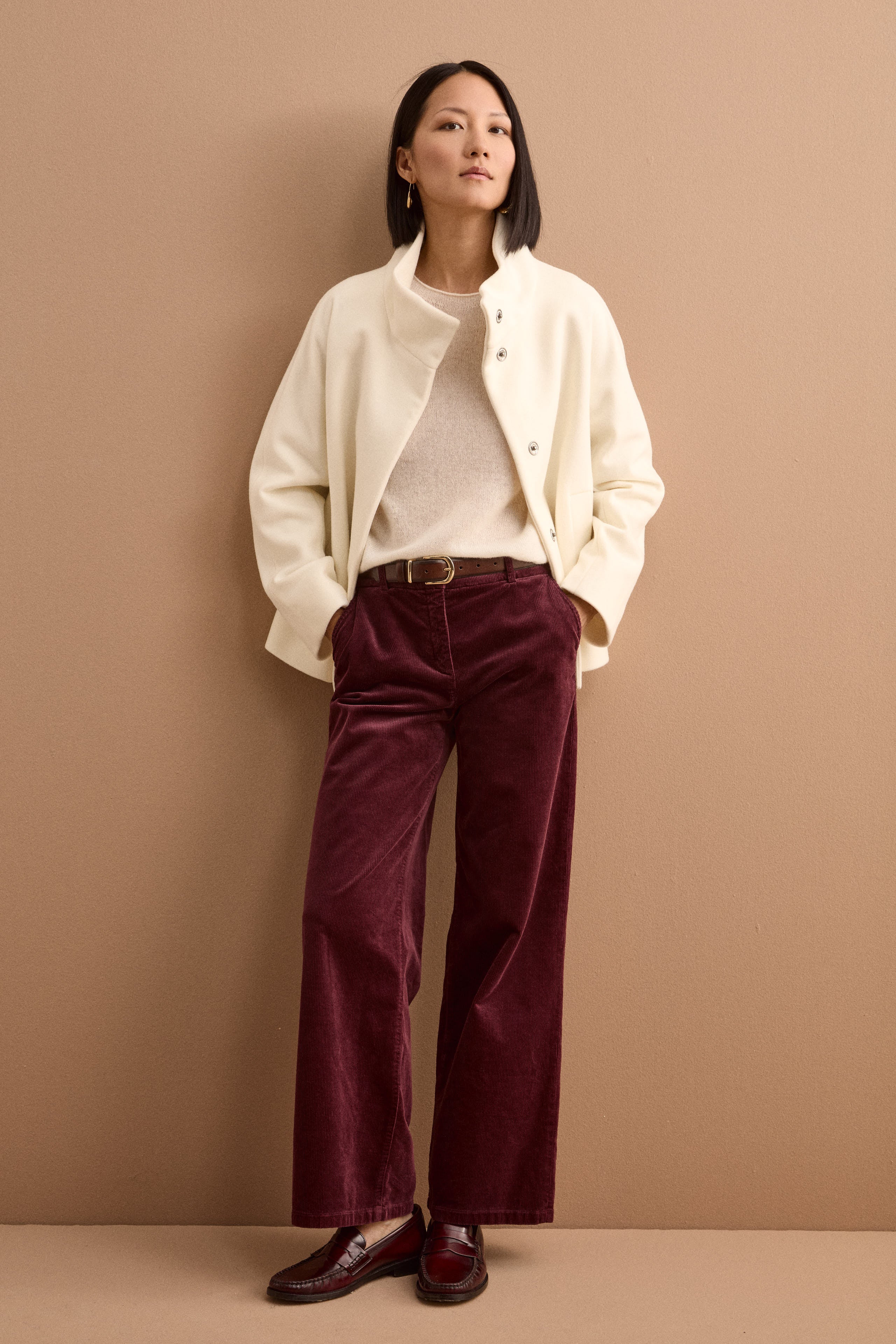 Maglia Raglan con Collo Barchetta in Cashmere - PANNA
