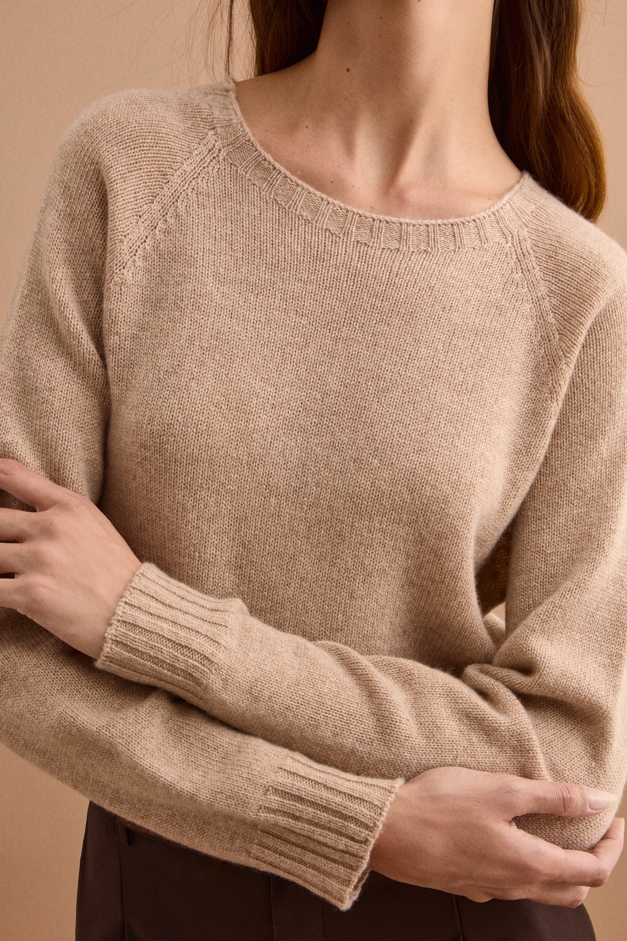 Maglia Barchetta in Puro Cashmere - NATURALE