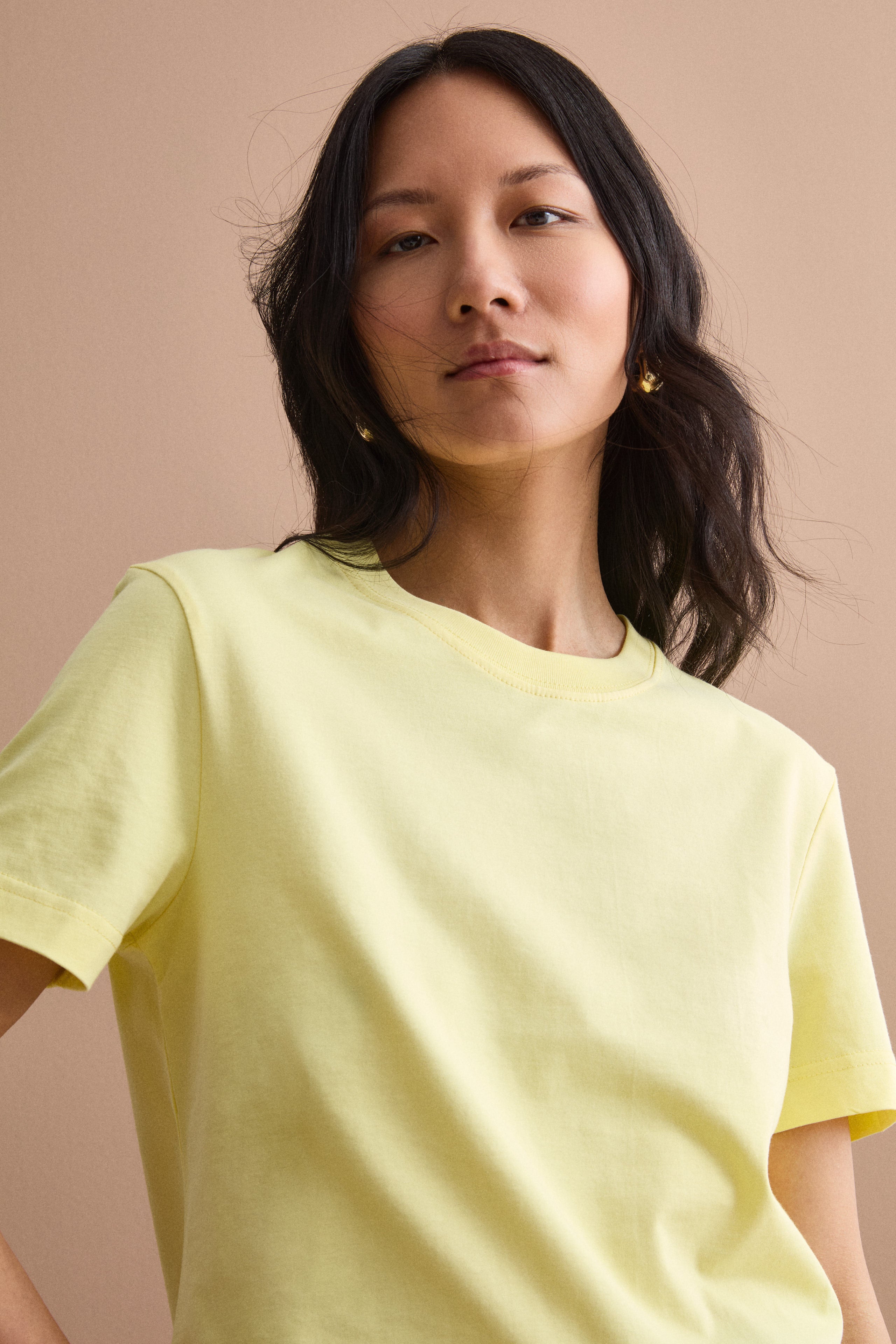T-Shirt Boxy in Cotone - GIALLO CHIARO