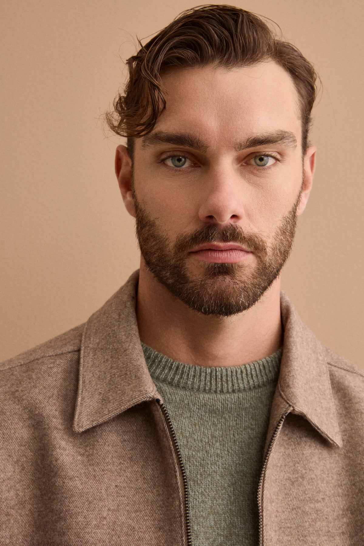 Giacca Overshirt in Misto Lana con Zip - FANGO
