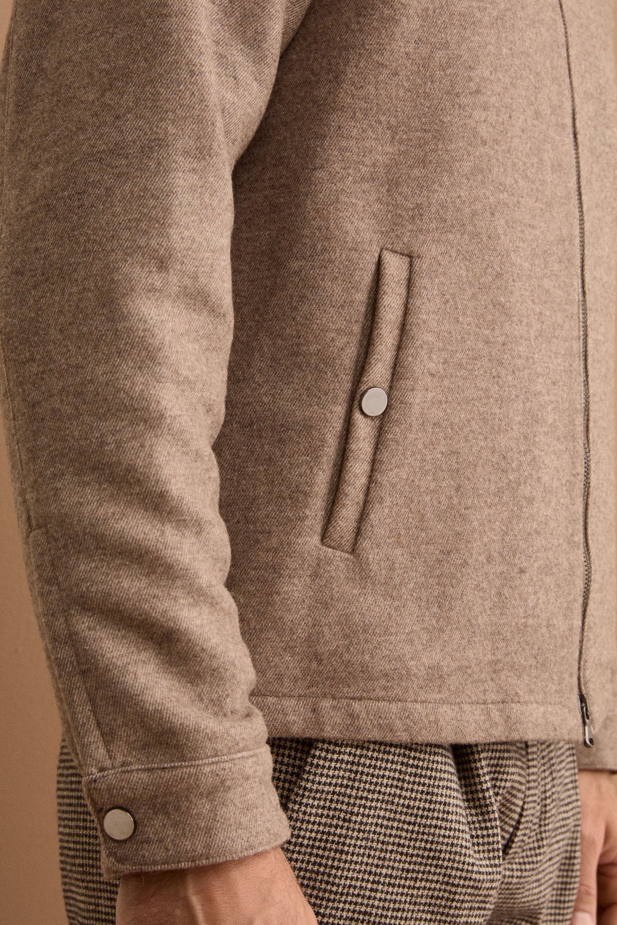 Giacca Overshirt in Misto Lana con Zip - FANGO