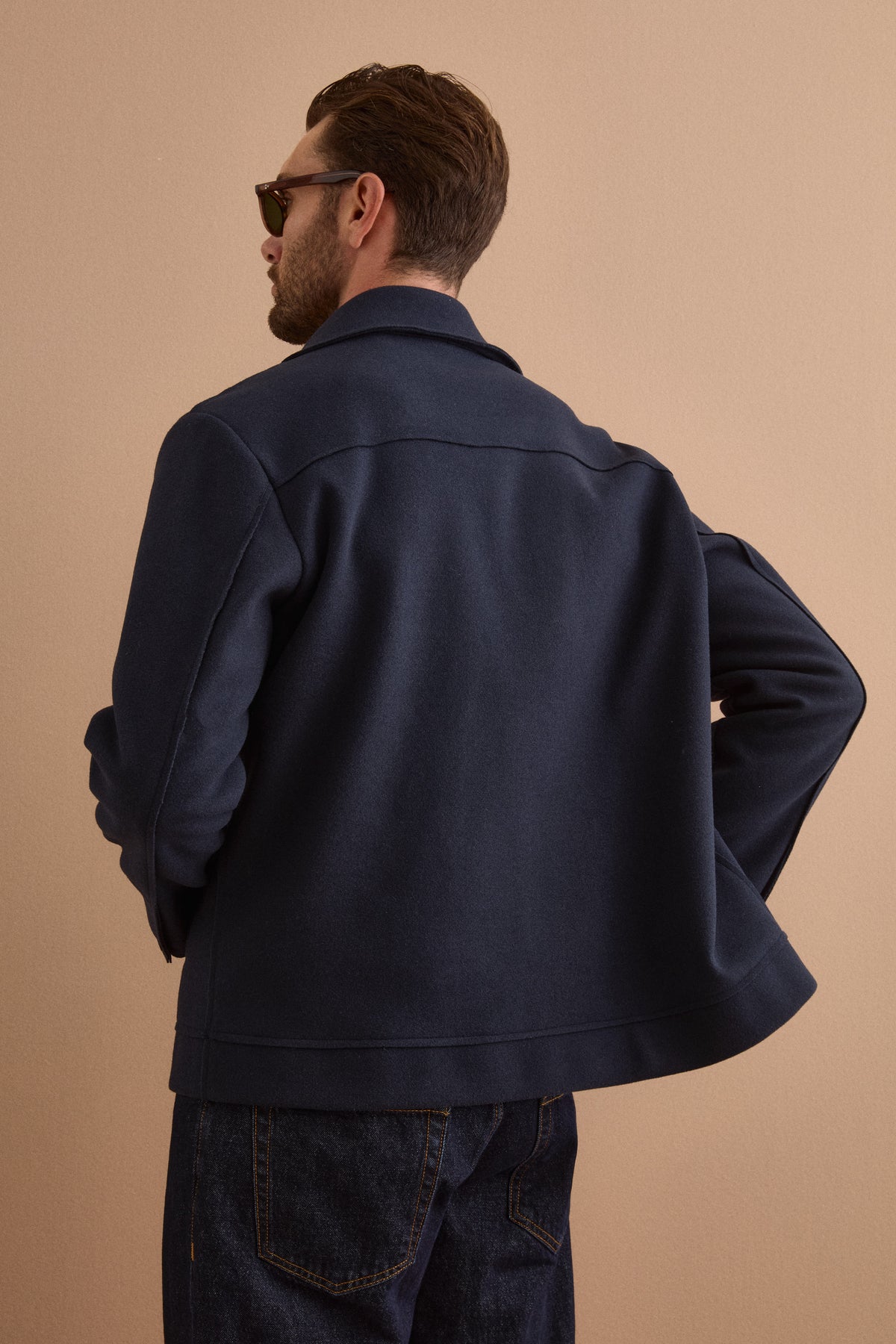 Giubbotto Overshirt Sfoderato con Tasche - BLU