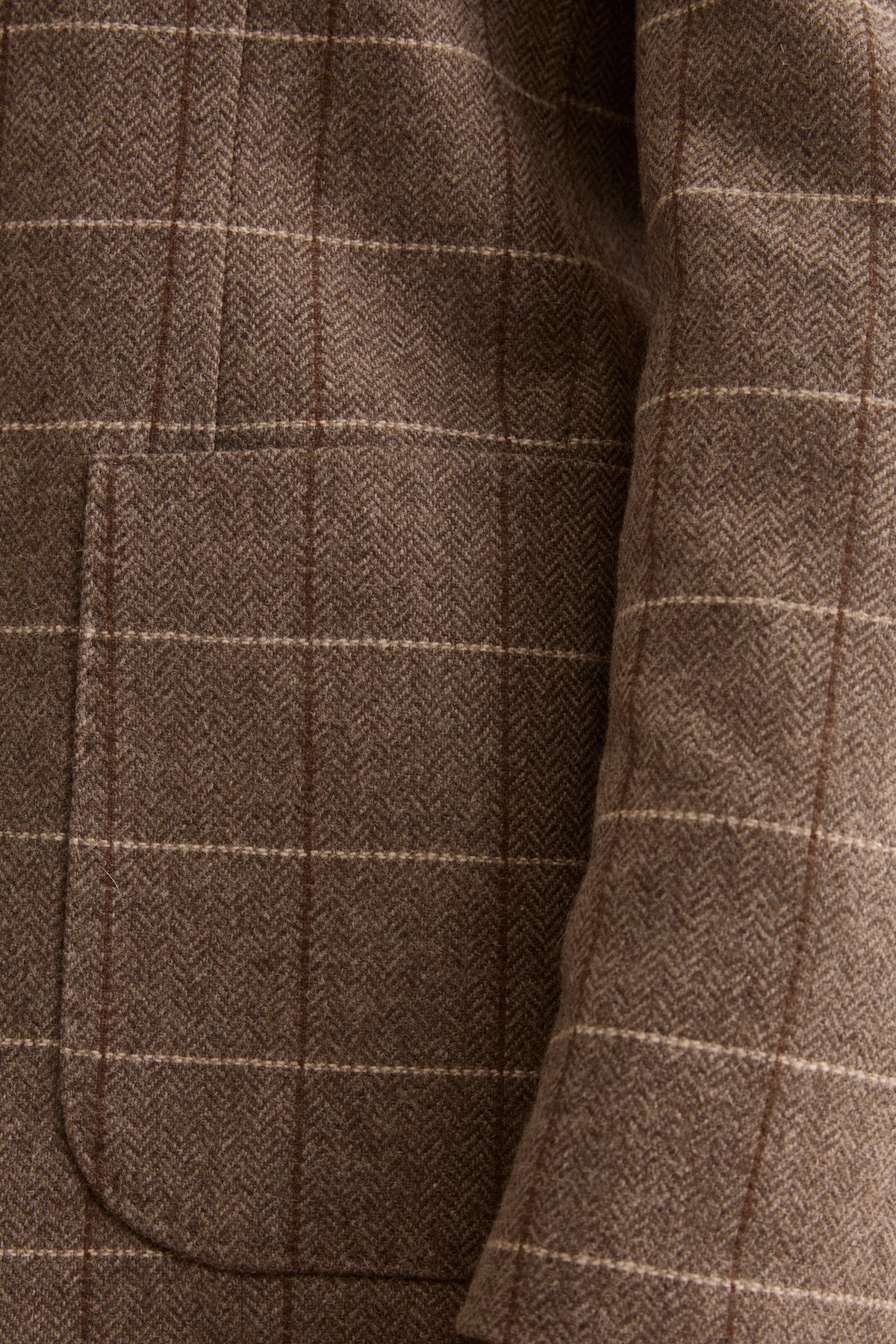 Giacca Check Slim Fit con Revers Classico in Misto Lana - MARRONE