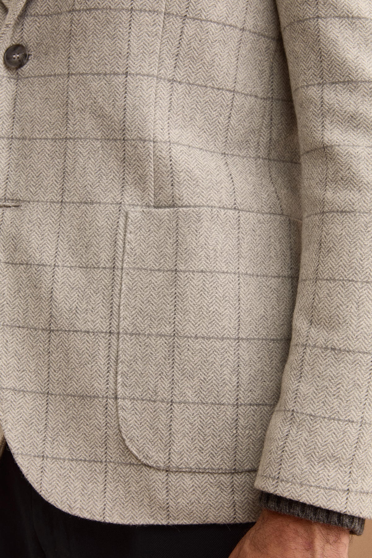Giacca Check Slim Fit con Revers Classico in Misto Lana - GRIGIO