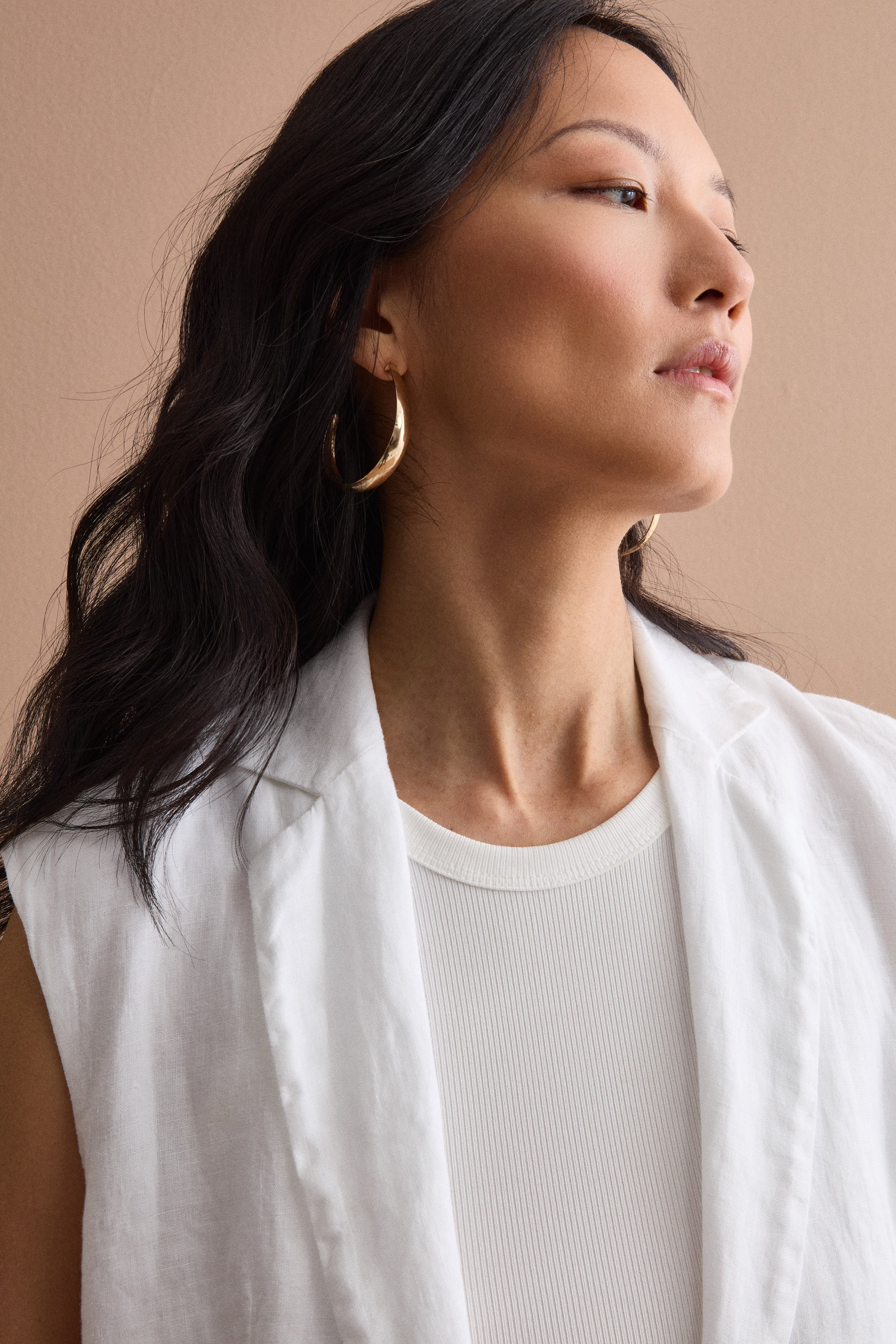 Gilet Sfoderato in Lino con Revers Classico - BIANCO