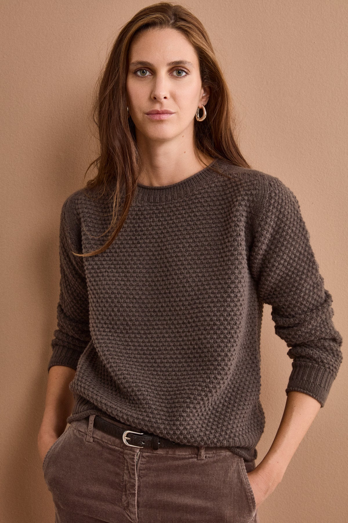 Maglia Girocollo in Lana e Cashmere Regular Fit - VISONE