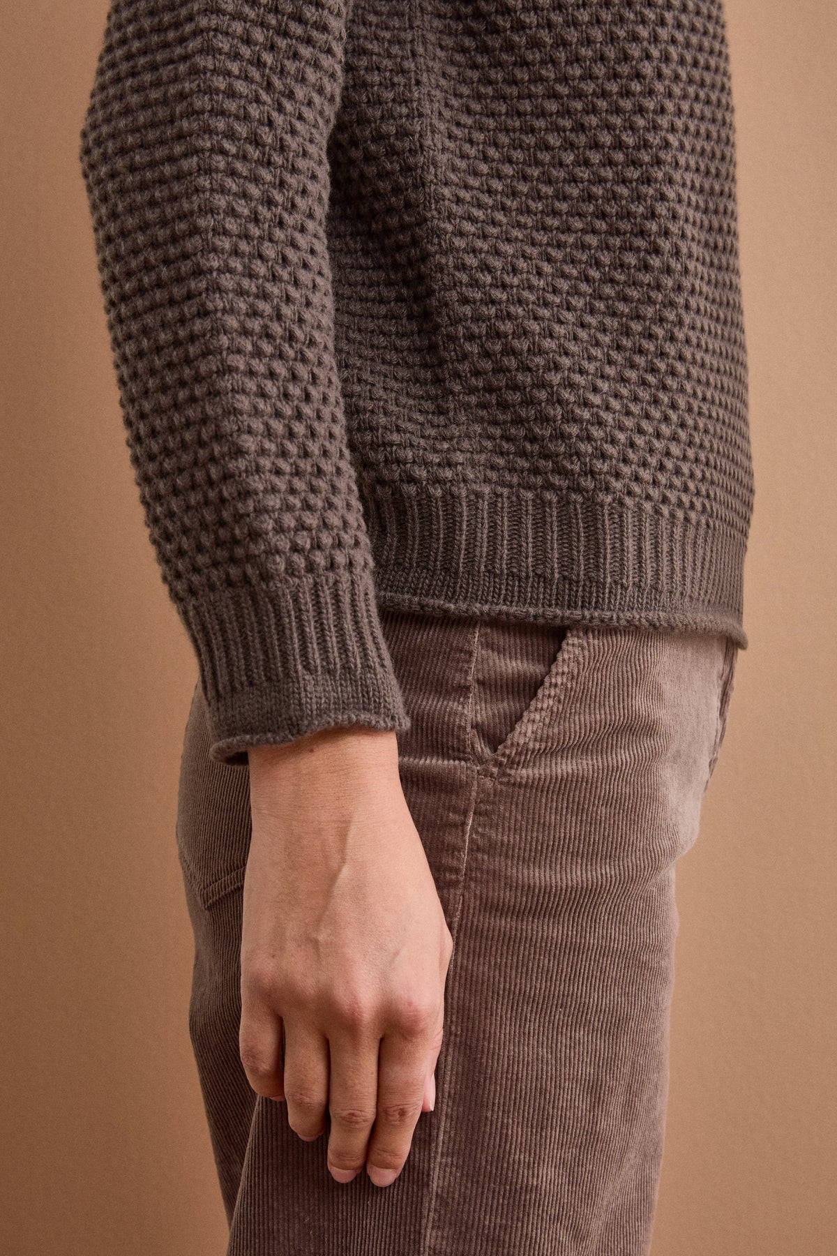 Maglia Girocollo in Lana e Cashmere Regular Fit - VISONE
