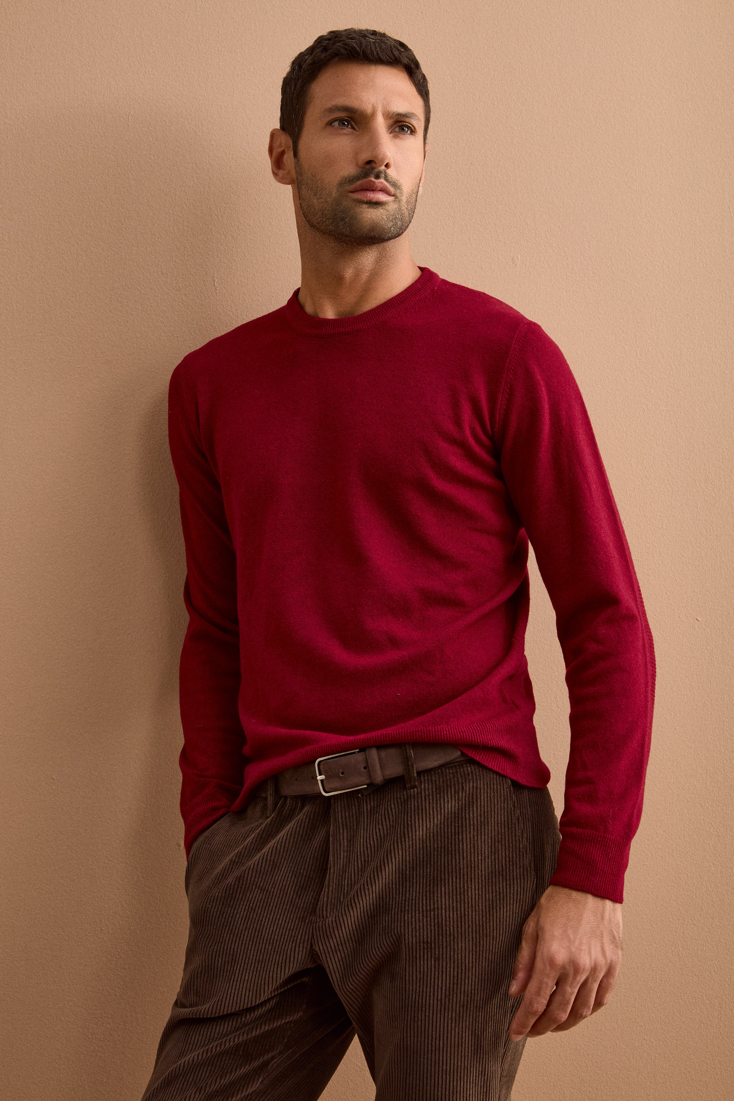 Maglia Girocollo in Pura Lana Merino - ROSSO