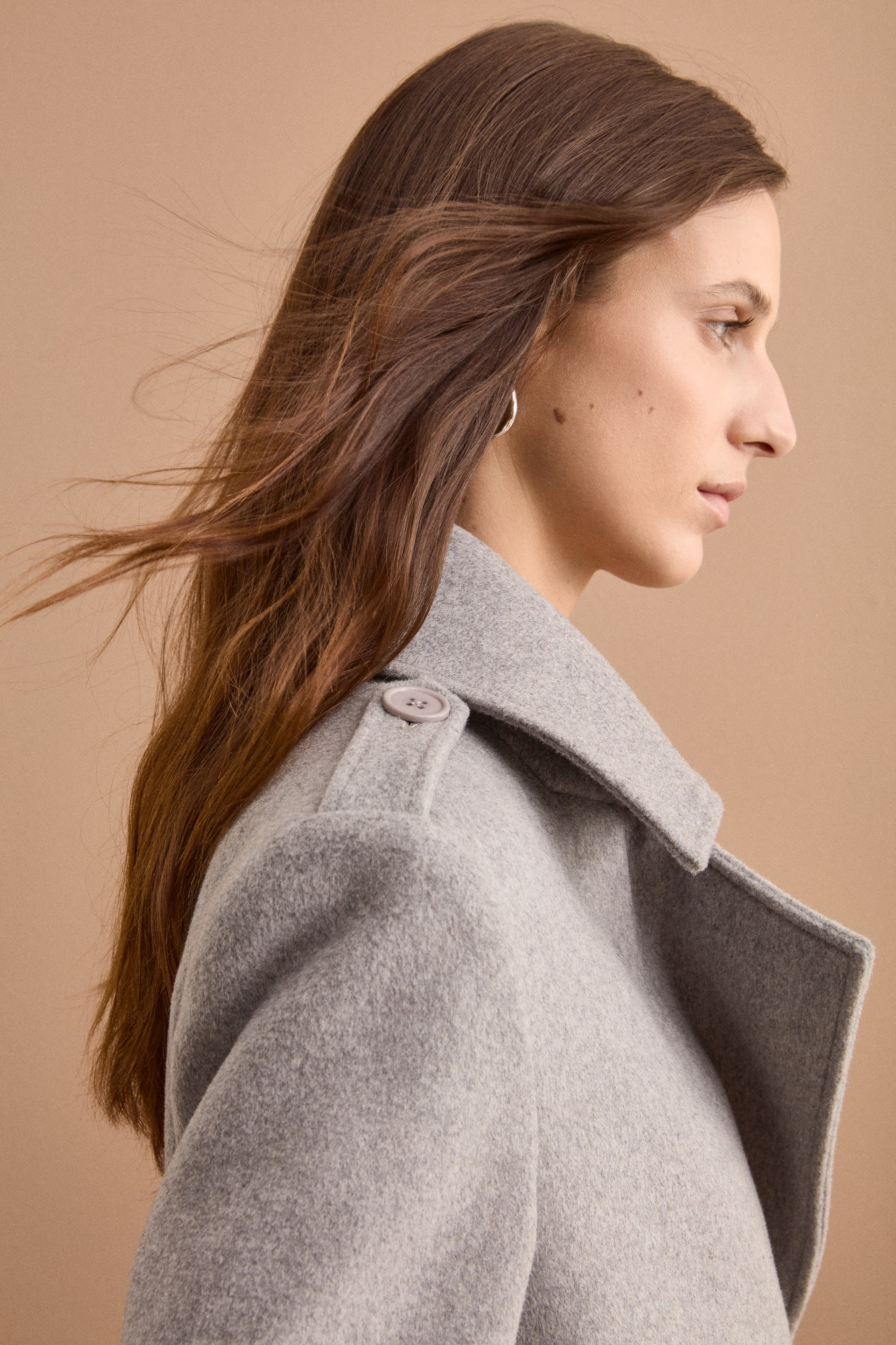 Cappotto Lungo Doppiopetto in Misto Lana Vergine - GRIGIO