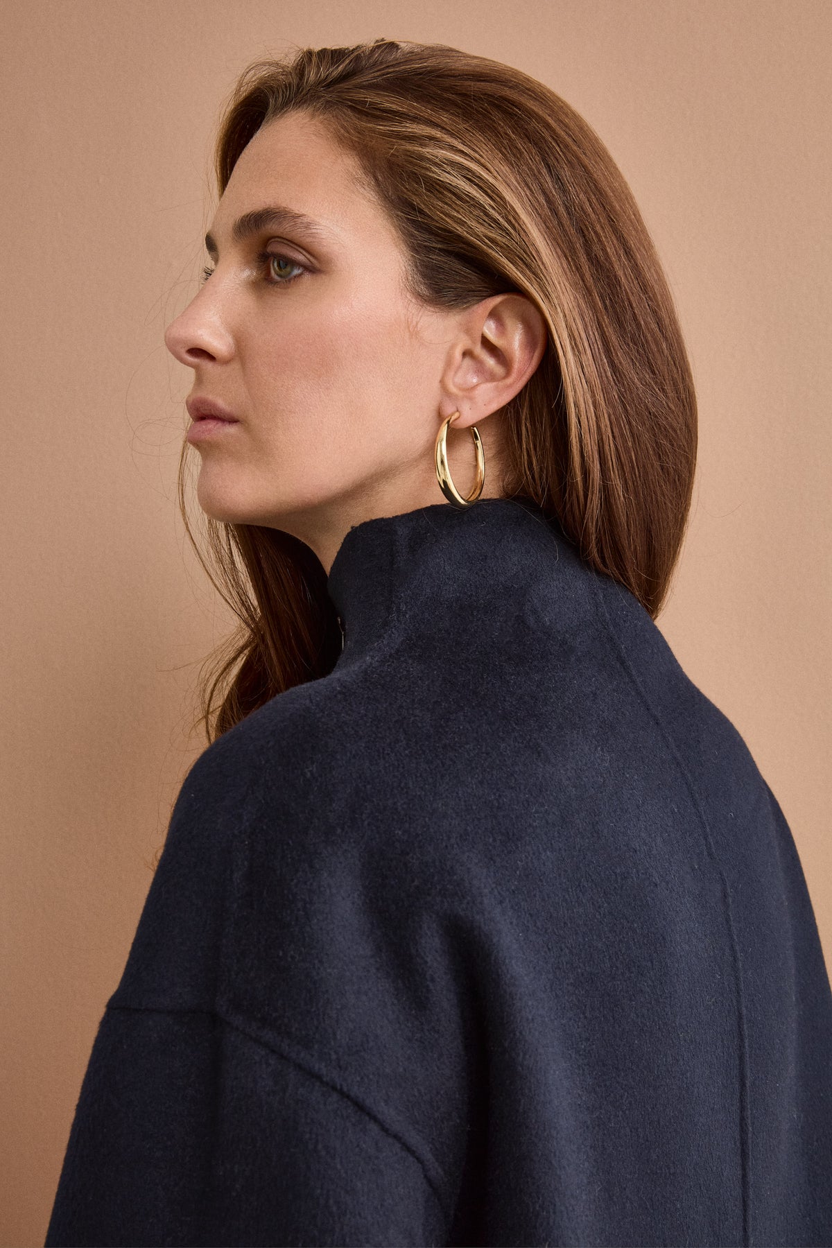 Bomber Boxy con Zip Sfoderato in Misto Lana - BLU