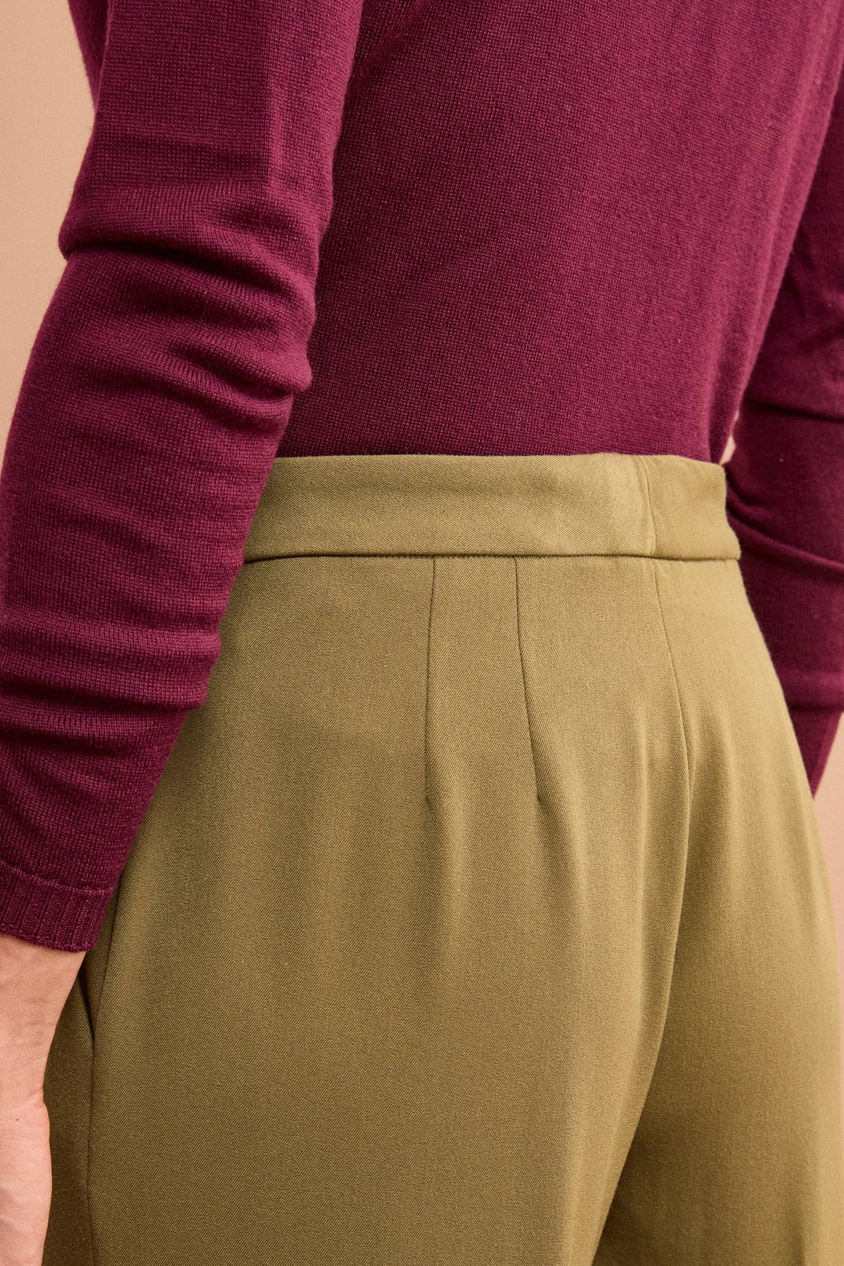 Pantalone Elegante a Gamba Larga - OLIVA