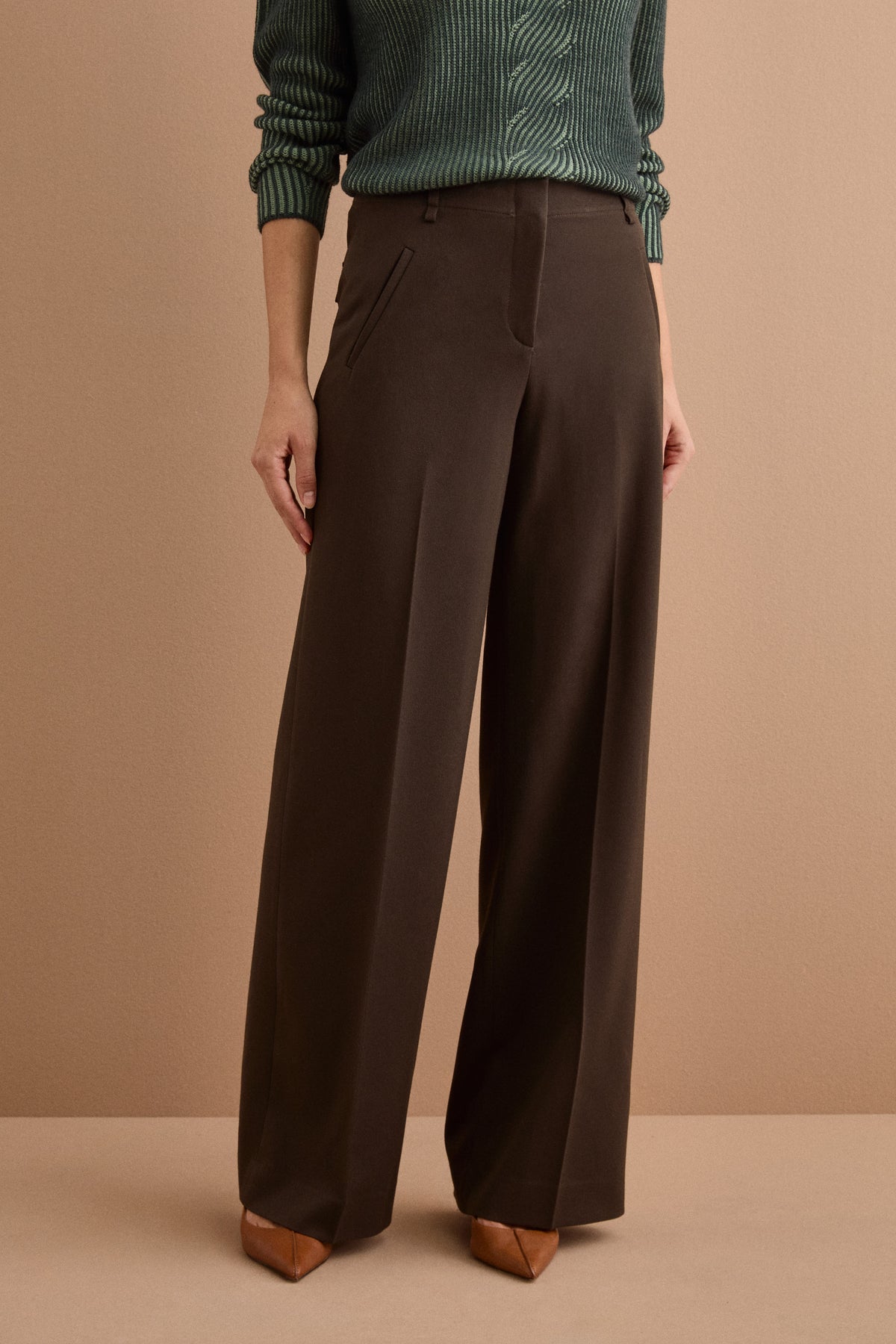 Pantalone Regular Fit a Gamba Larga - T.MORO