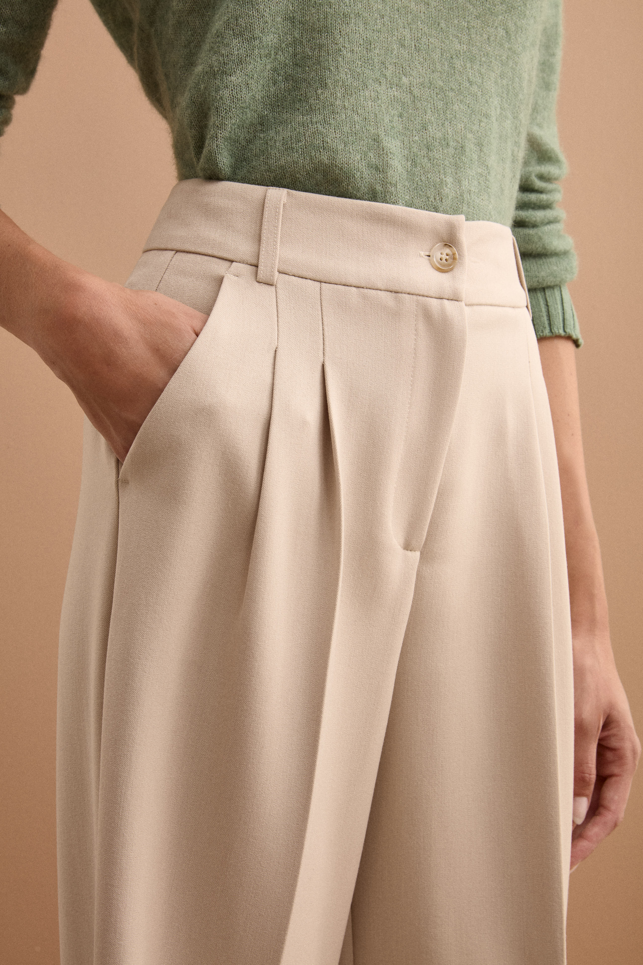 Pantalone Gamba Larga con Pinces - PANNA