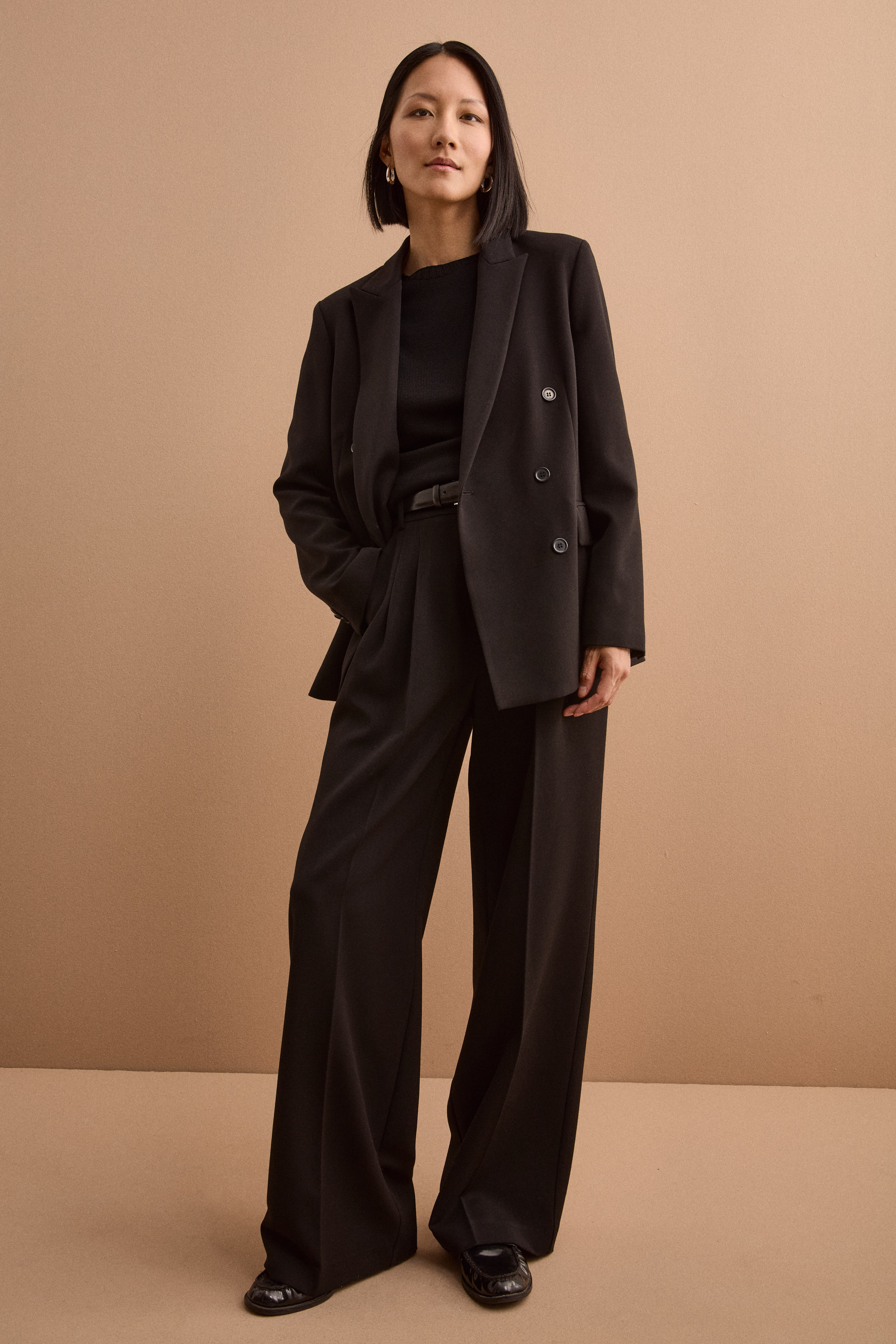 Blazer Doppiopetto Foderato Revers Punto Lancia - NERO