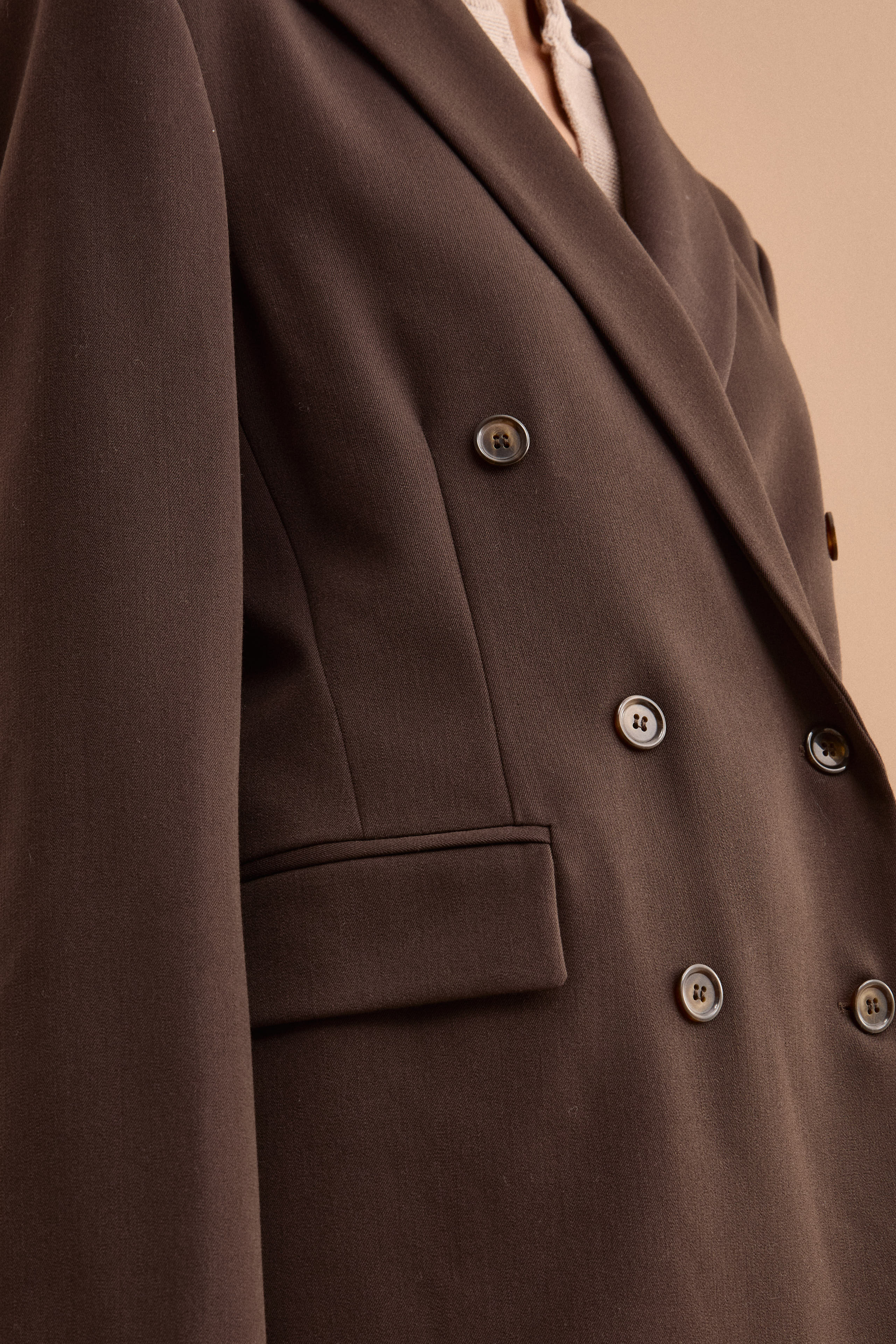 Blazer Doppiopetto Foderato Revers Punto Lancia - T.MORO