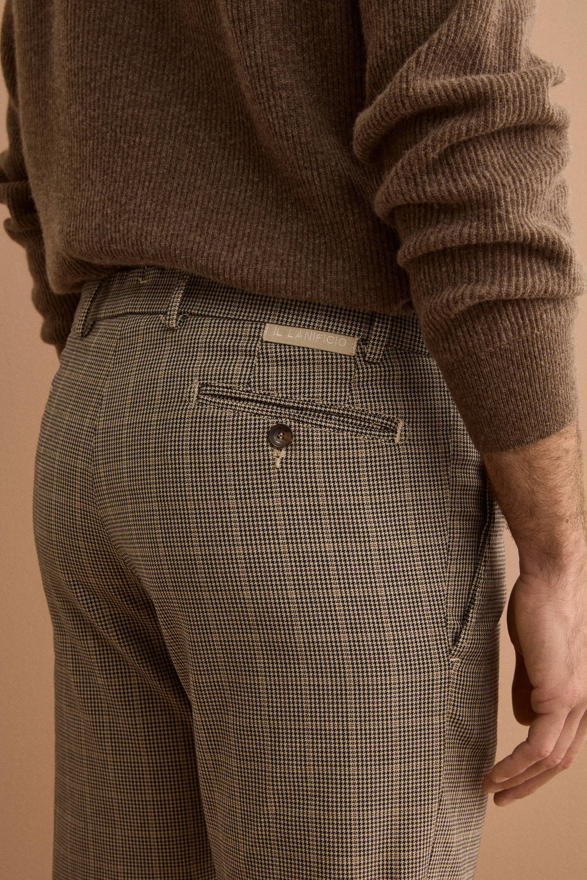 Pantalone Slim Fit Check in Misto Cotone - P/POULE BEIGE
