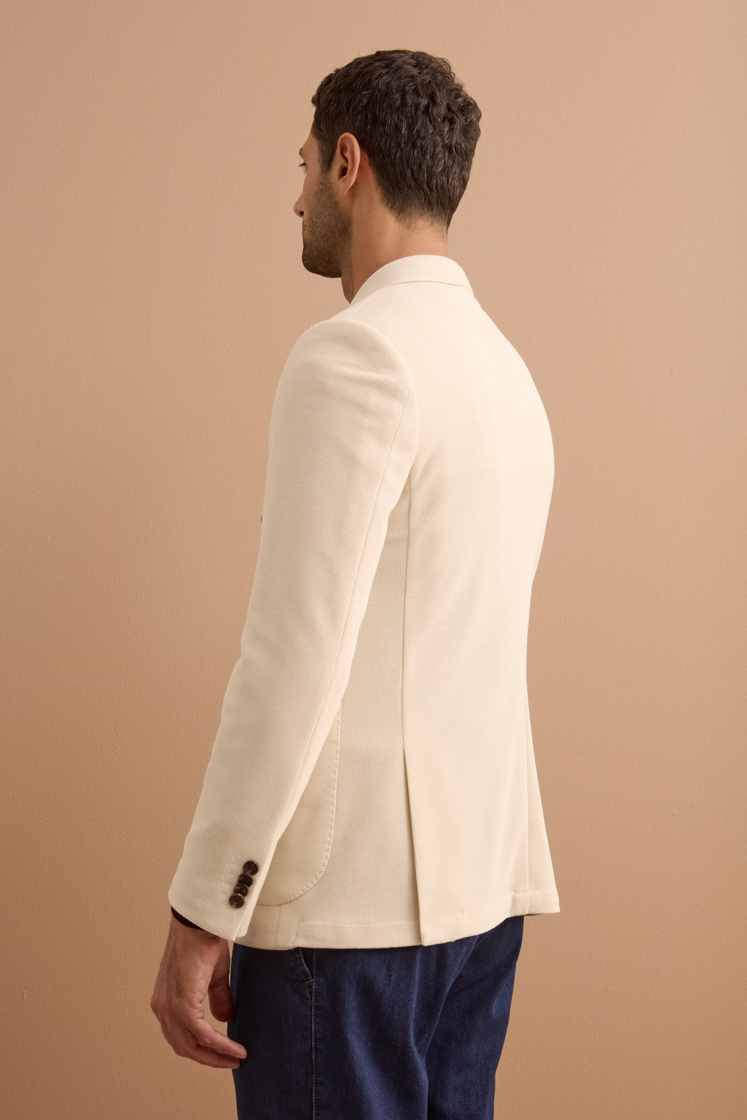 Giacca Doppiopetto Slim Fit Semifoderata - LATTE