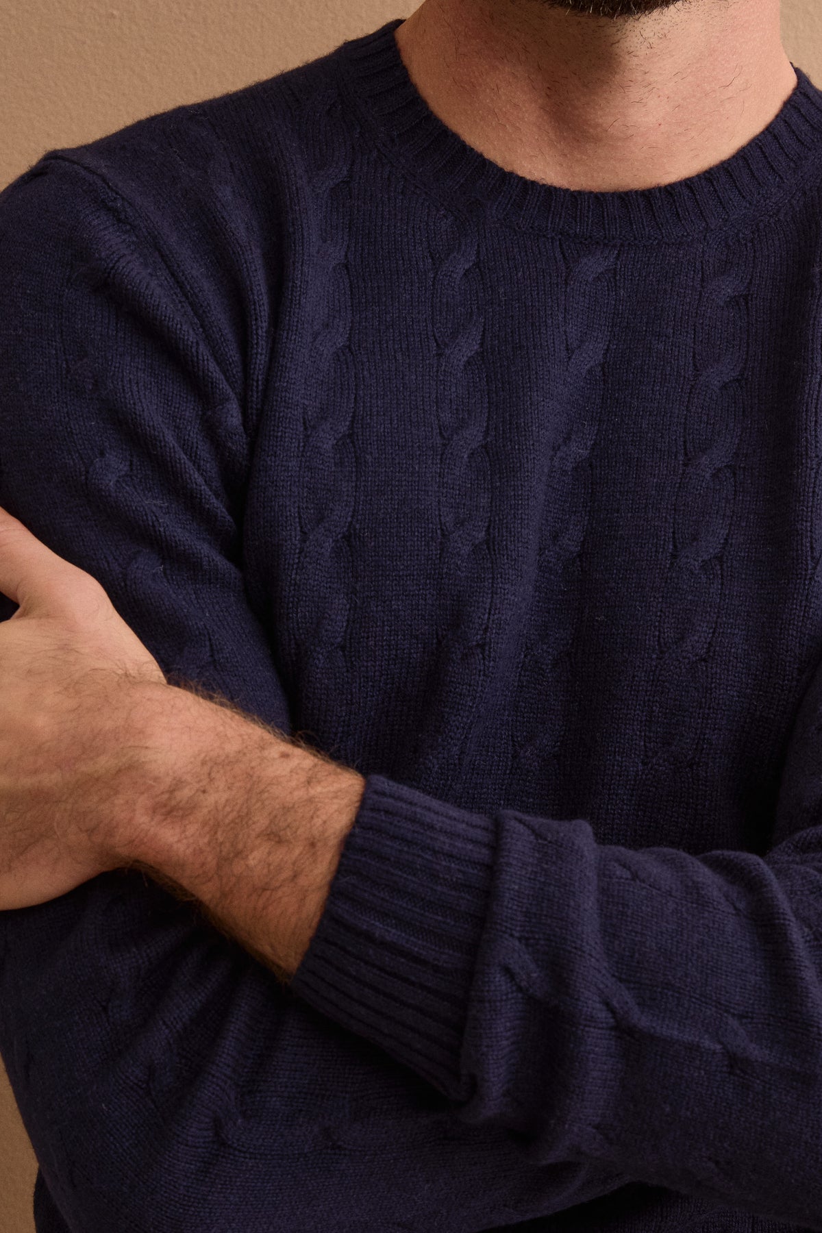 Girocollo in Lana e Cashmere con Motivo a Treccia - BLU