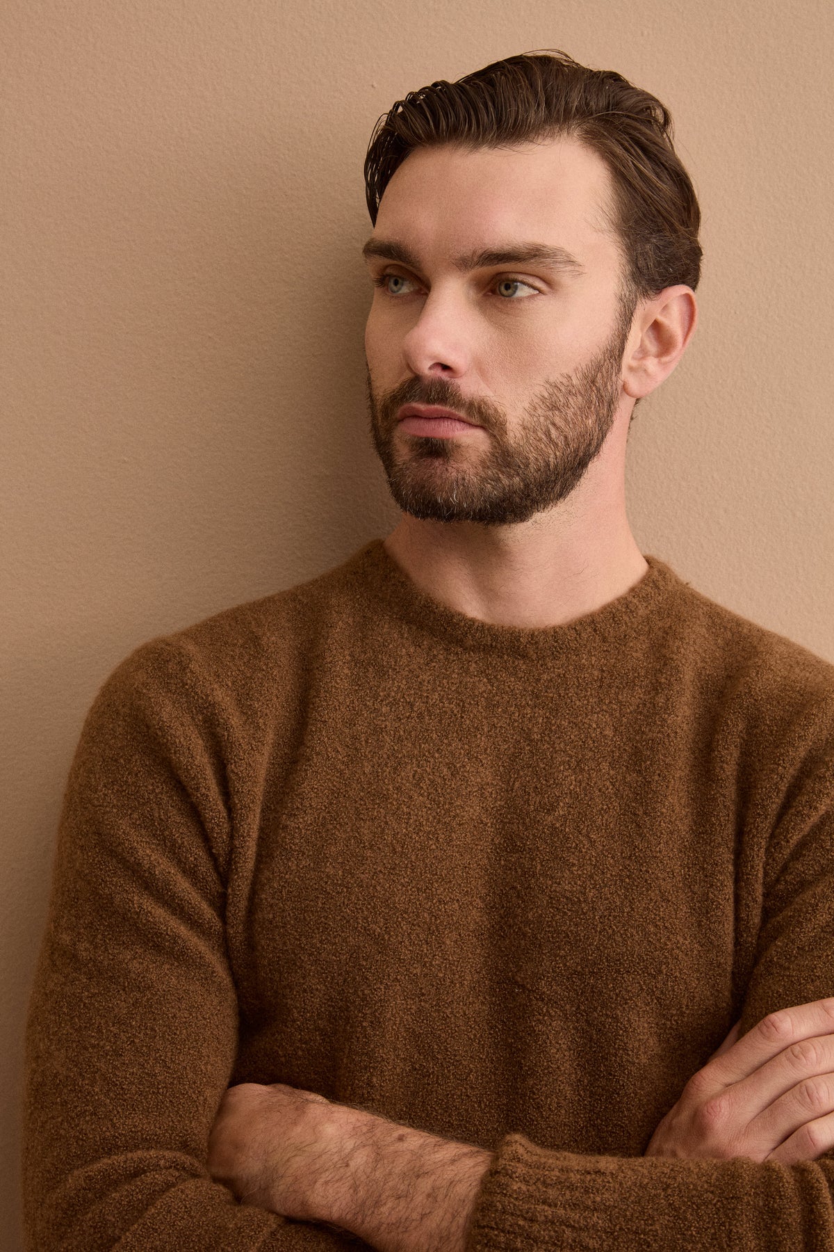 Maglia Girocollo in Misto Lana e Cashmere - MARRONE