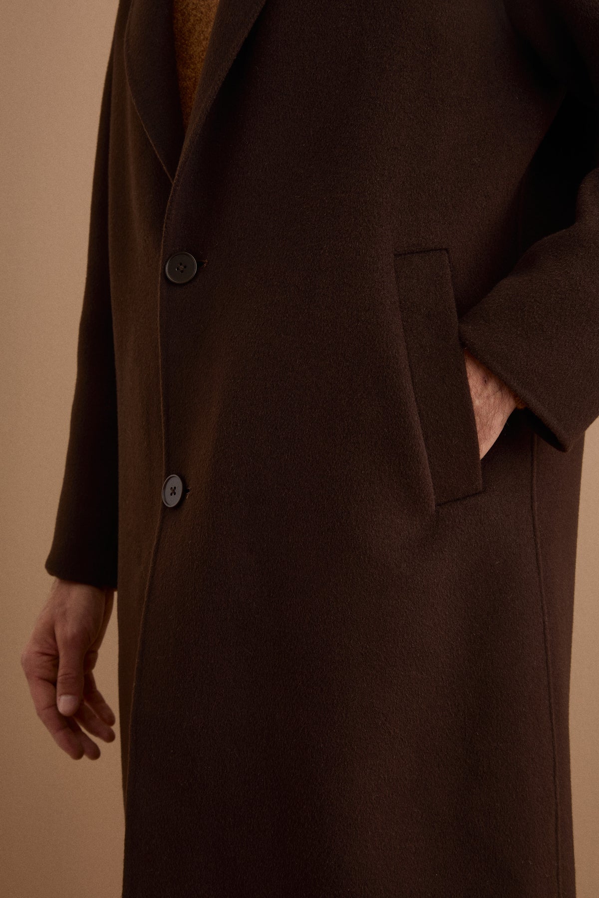 Cappotto Over Monopetto in Lana - MARRONE