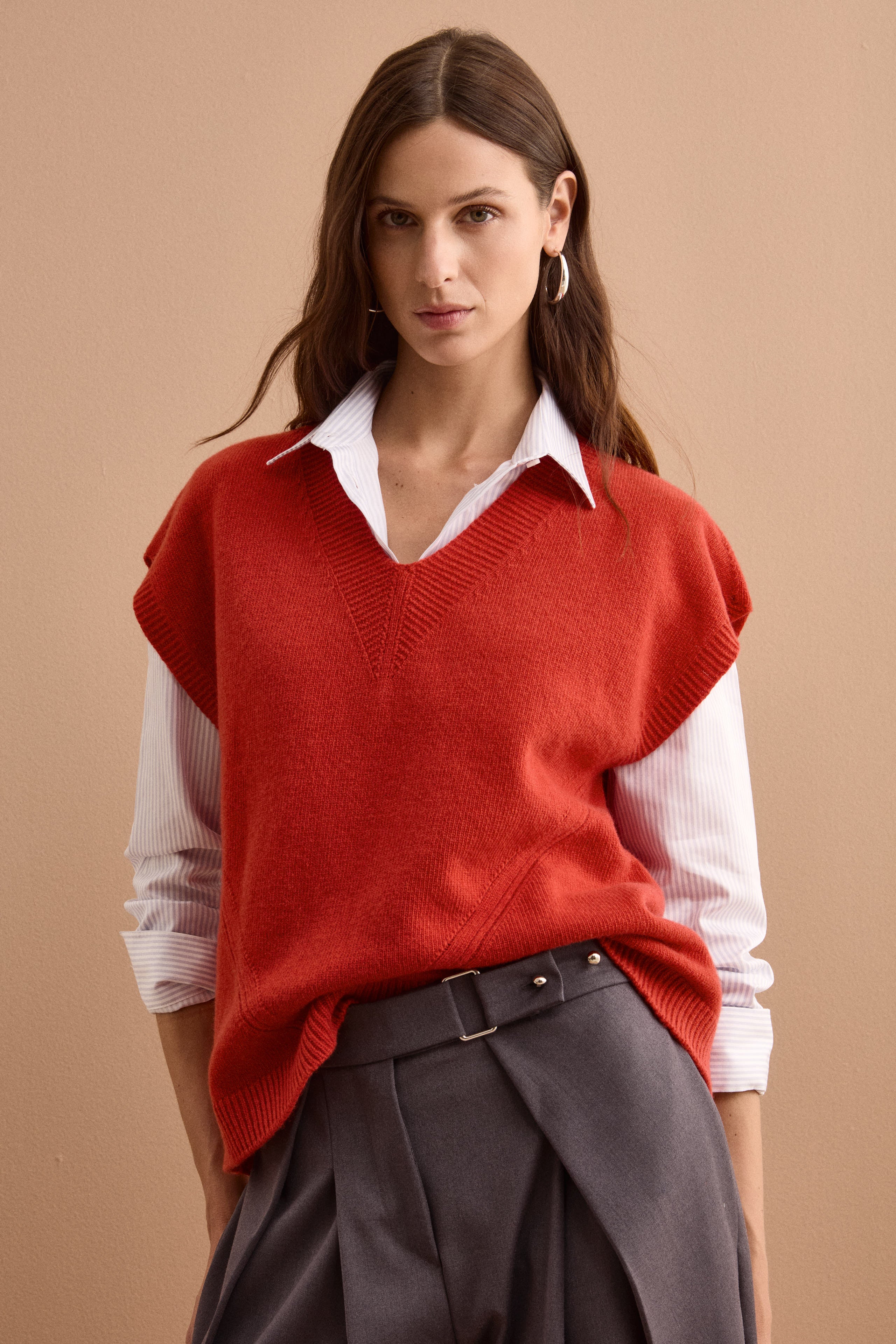 Gilet Over Scollo a V in Lana Super Soft - COCCIO