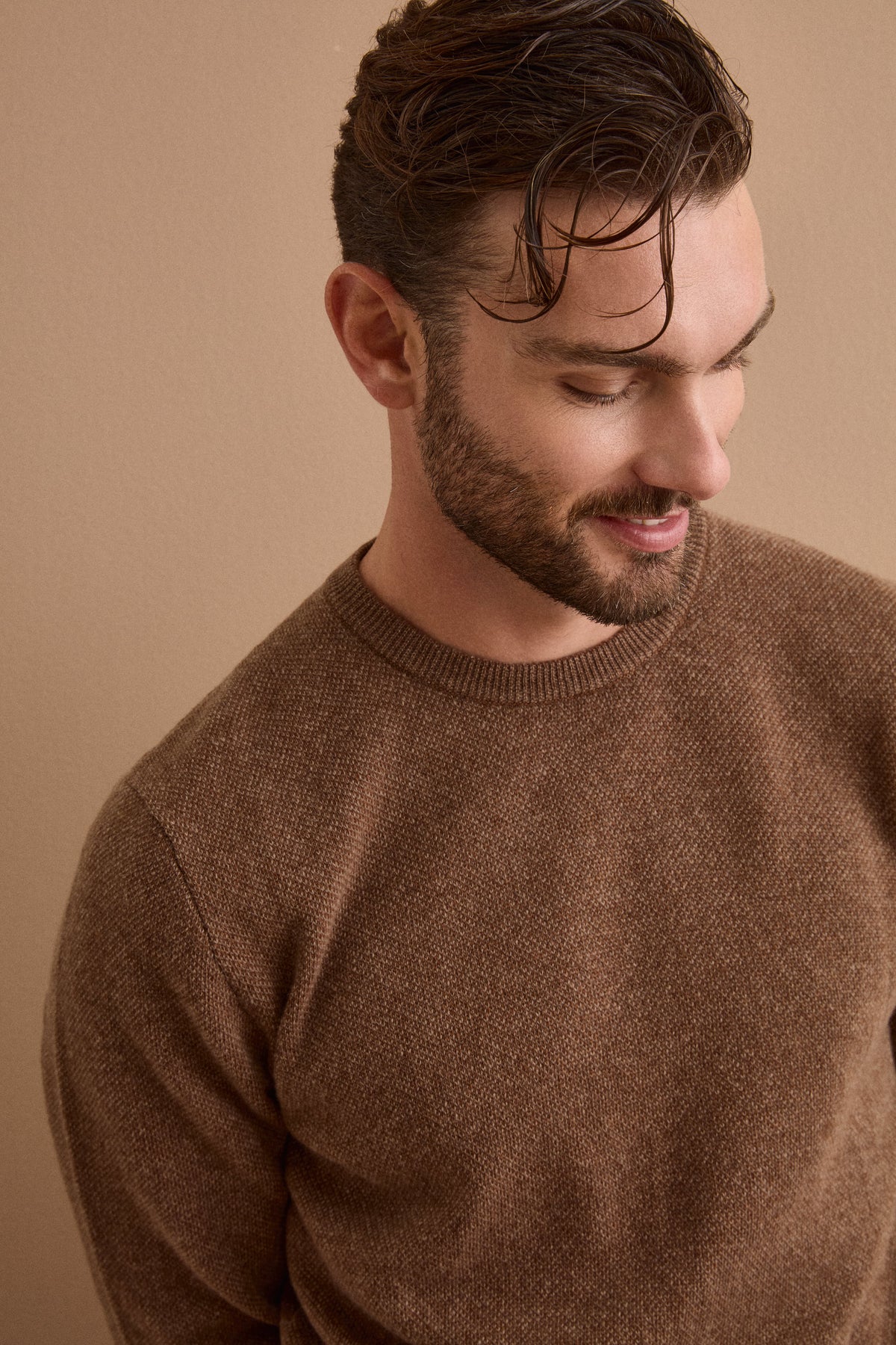 Maglia Girocollo Mouliné in Lana Merino - BRUCIATO