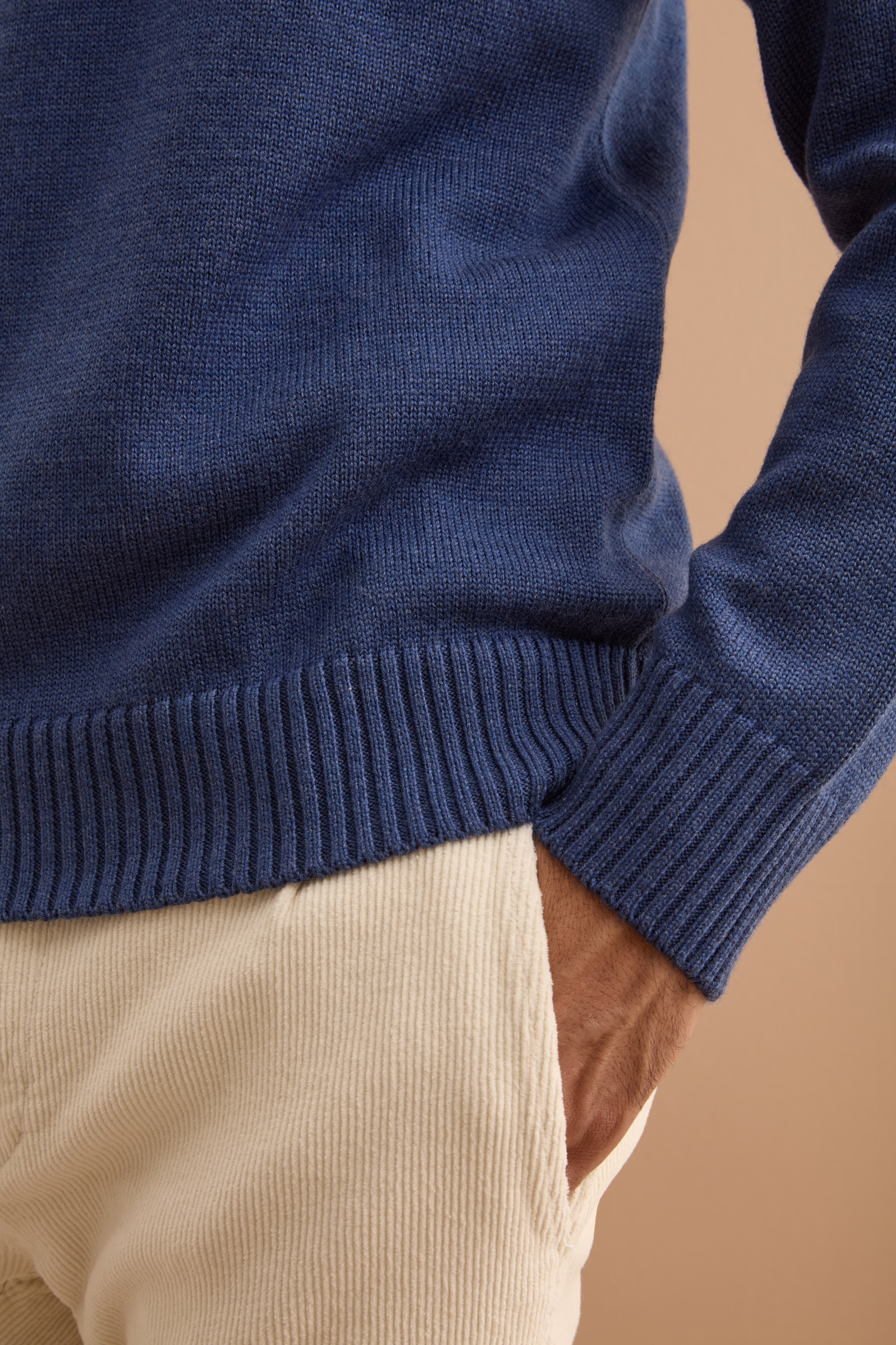 Pullover Girocollo in Pura Lana Merino - BLU APERTO