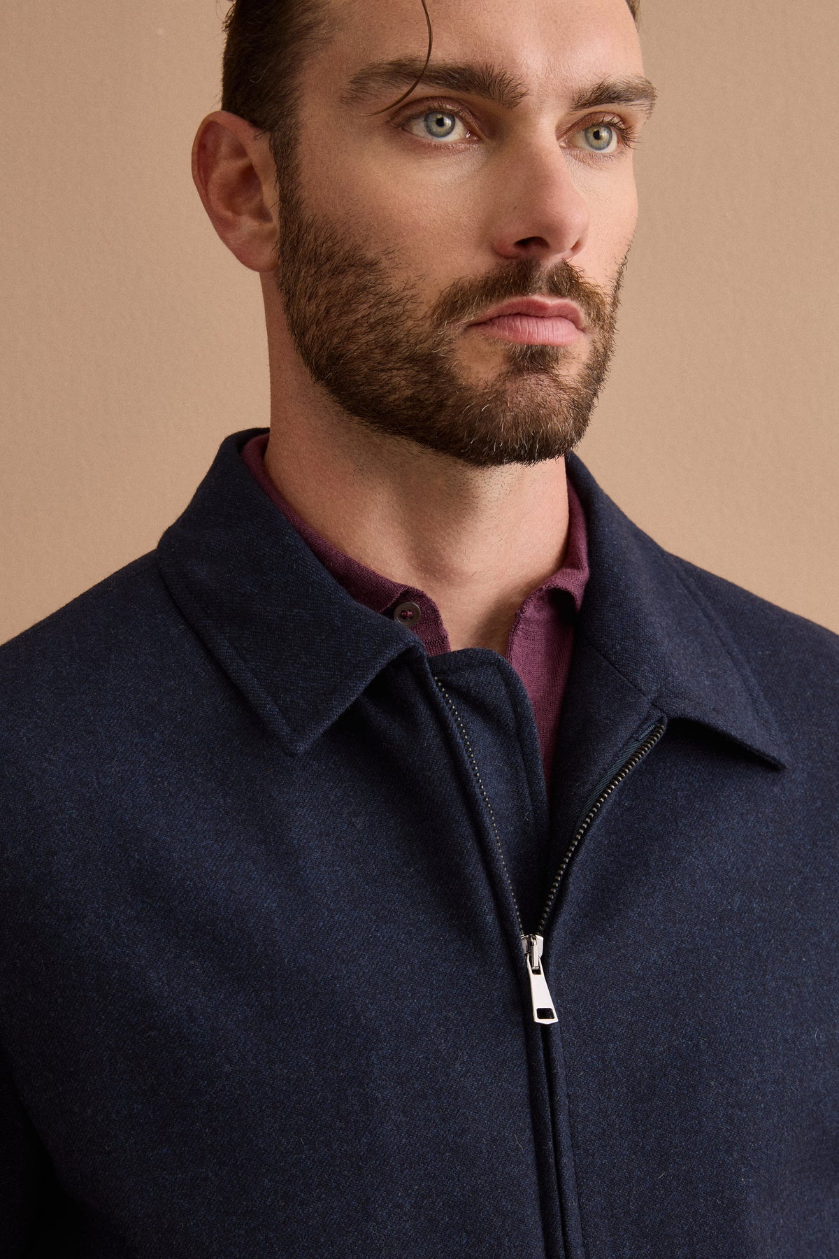 Giubbino Overshirt in Misto Lana con Trapunta - BLU MELANGE