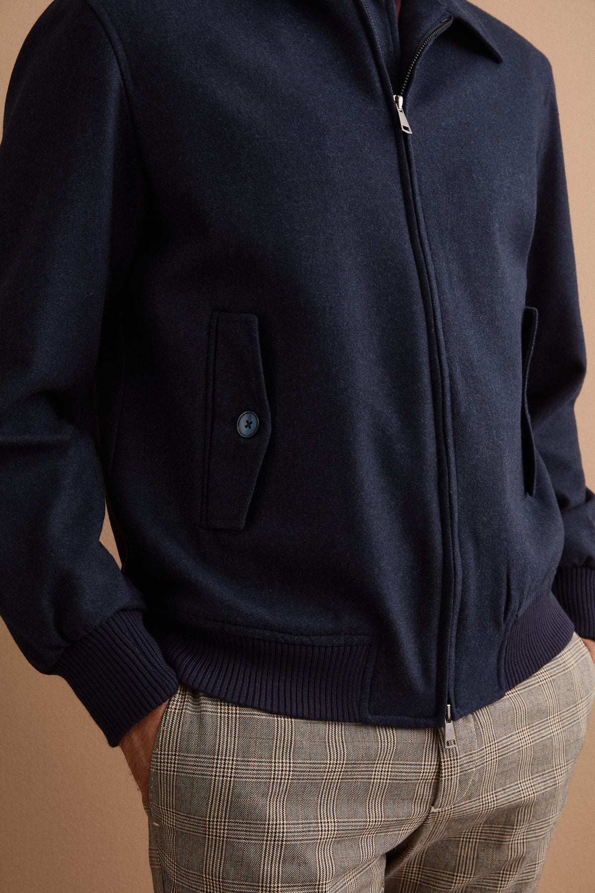 Giubbino Overshirt in Misto Lana con Trapunta - BLU MELANGE