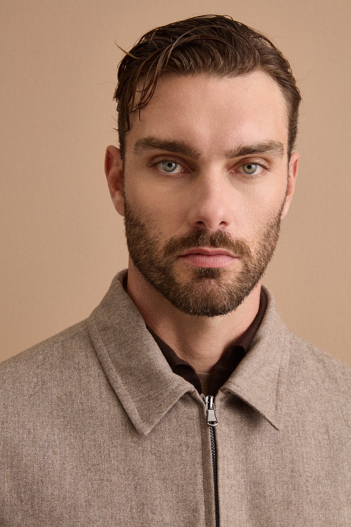 Giubbino Overshirt in Misto Lana con Trapunta - NOCCIOLA MELANGE