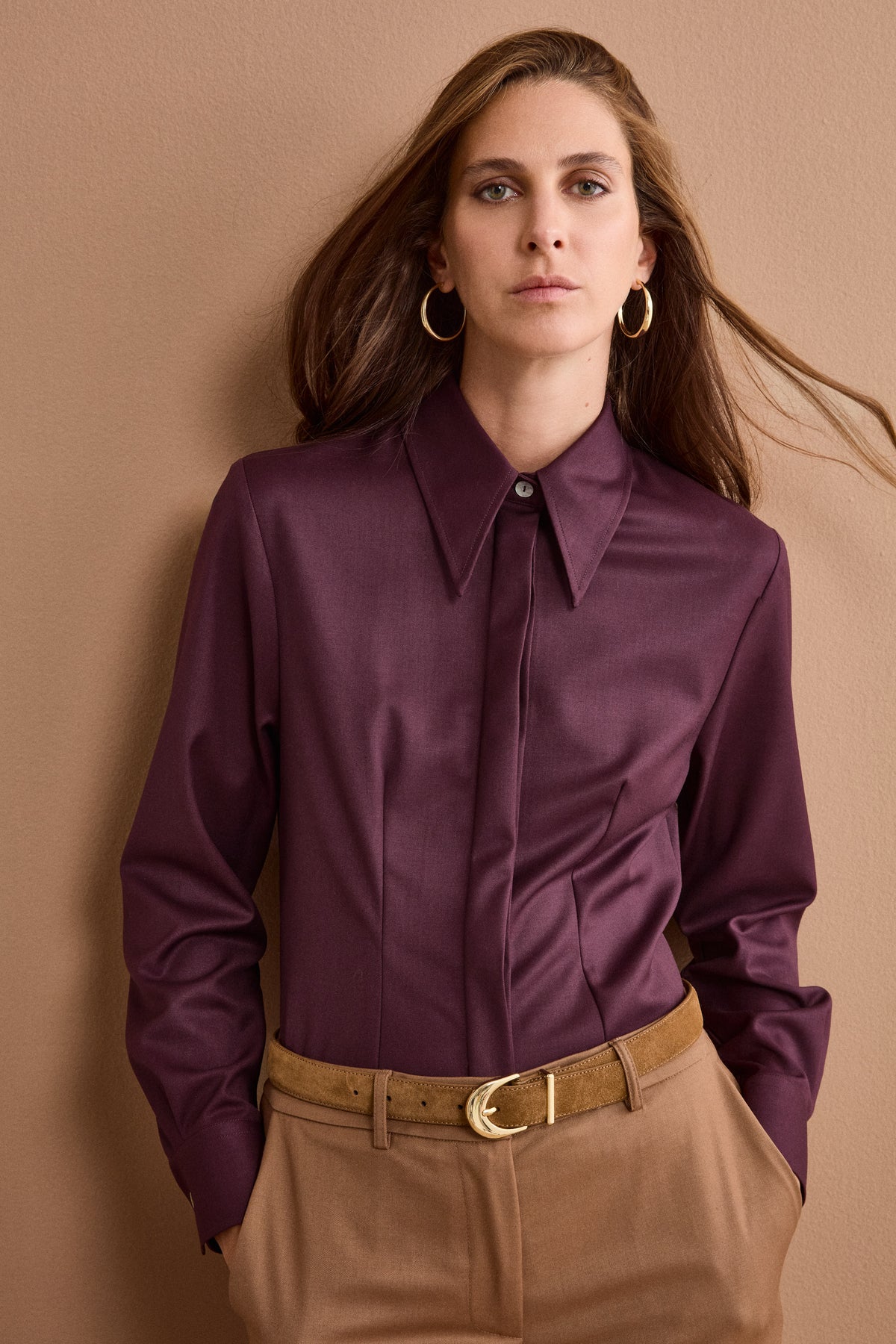 Camicia Sciancrata con Manica Lunga - BORDEAUX